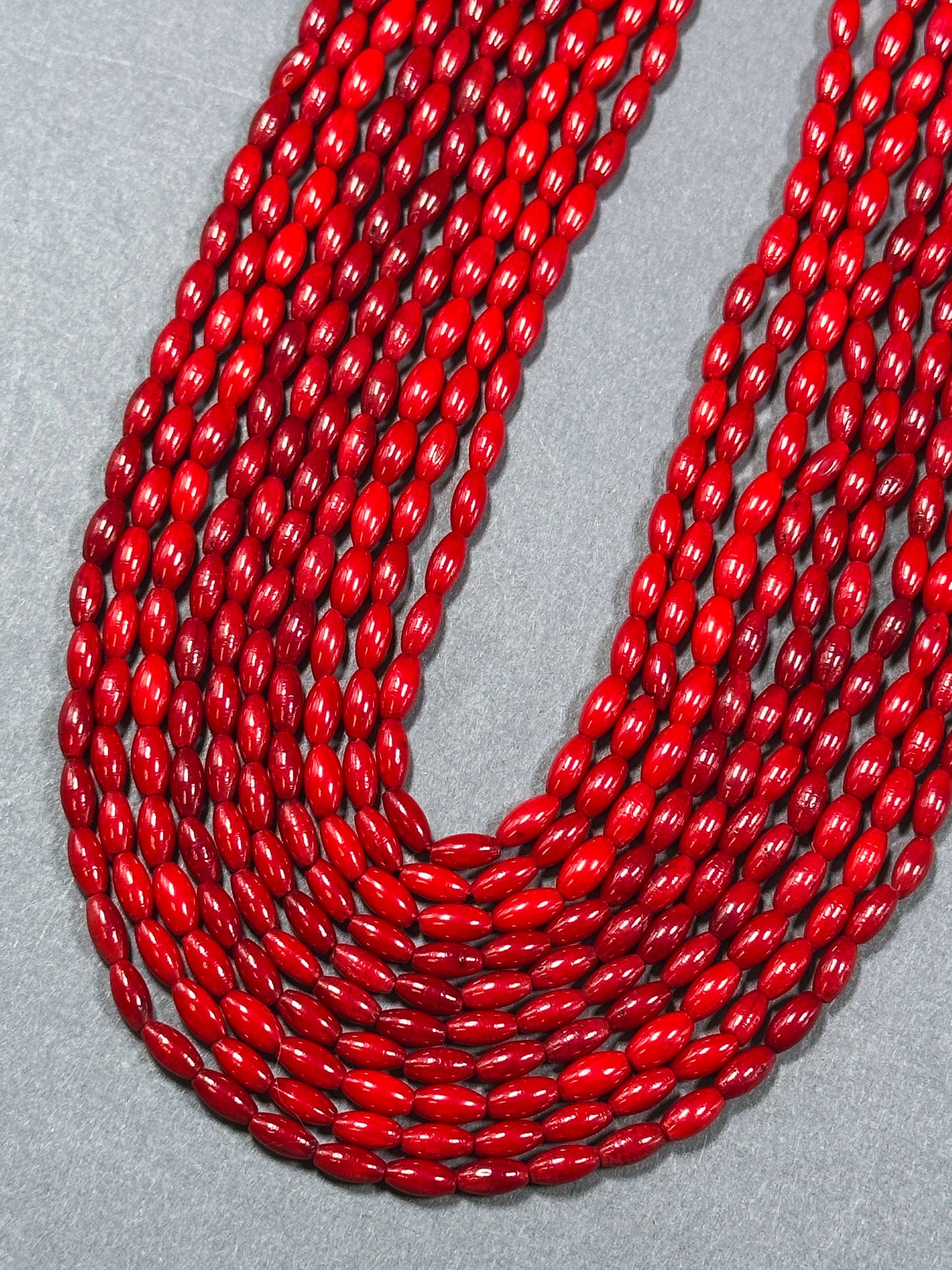 Natural Bamboo Coral Gemstone Bead 6x3mm Rice Shape Bead, Beautiful Natural Red Color Bamboo Coral Beads, Great Quality Full Strand 15.5"