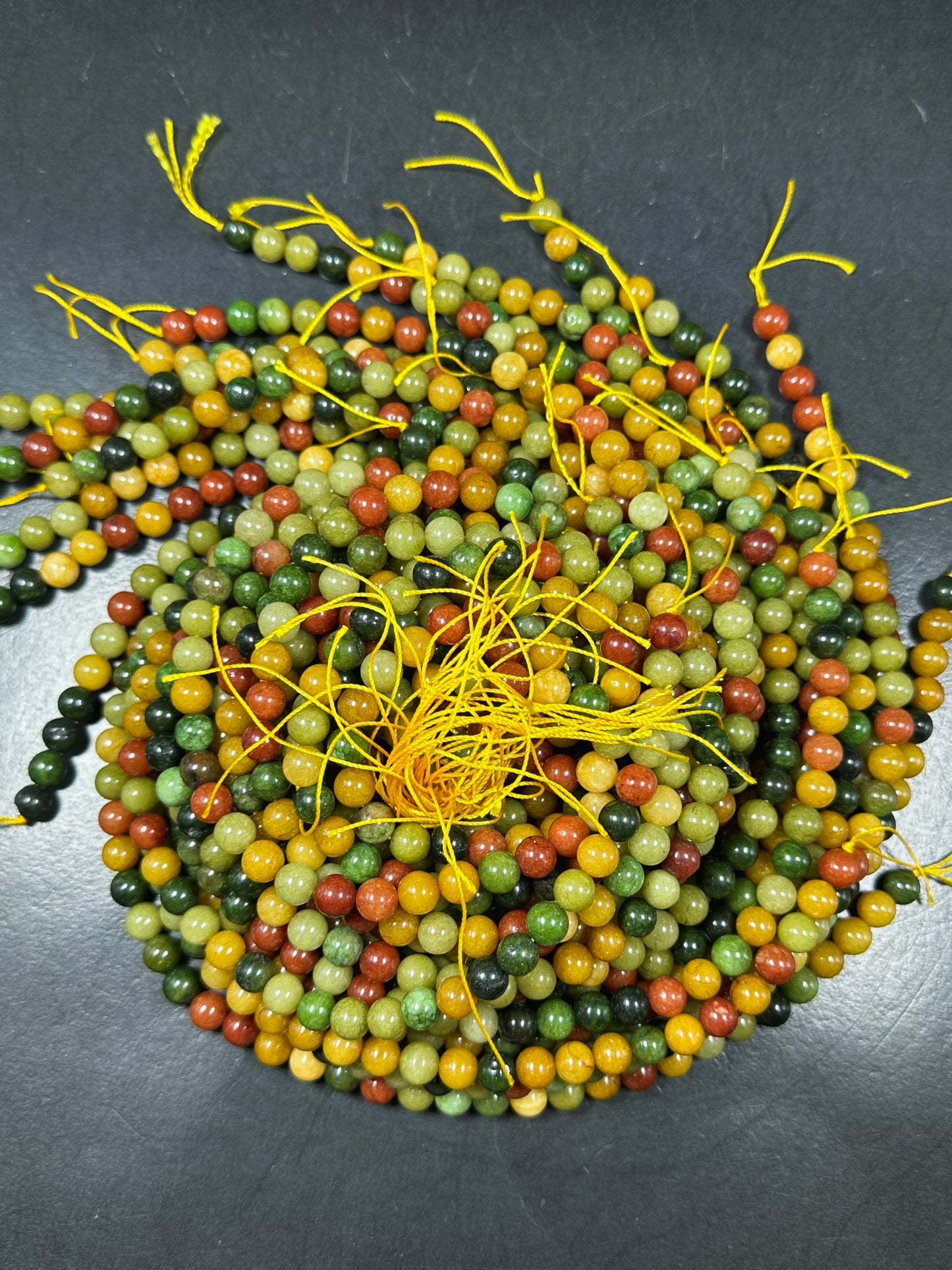 Natural Alashan Chalcedony Gemstone Bead 6mm 8mm 10mm Round Beads, Beautiful Multi Green Red Yellow Alashan Bead, Great Quality 15.5" Strand