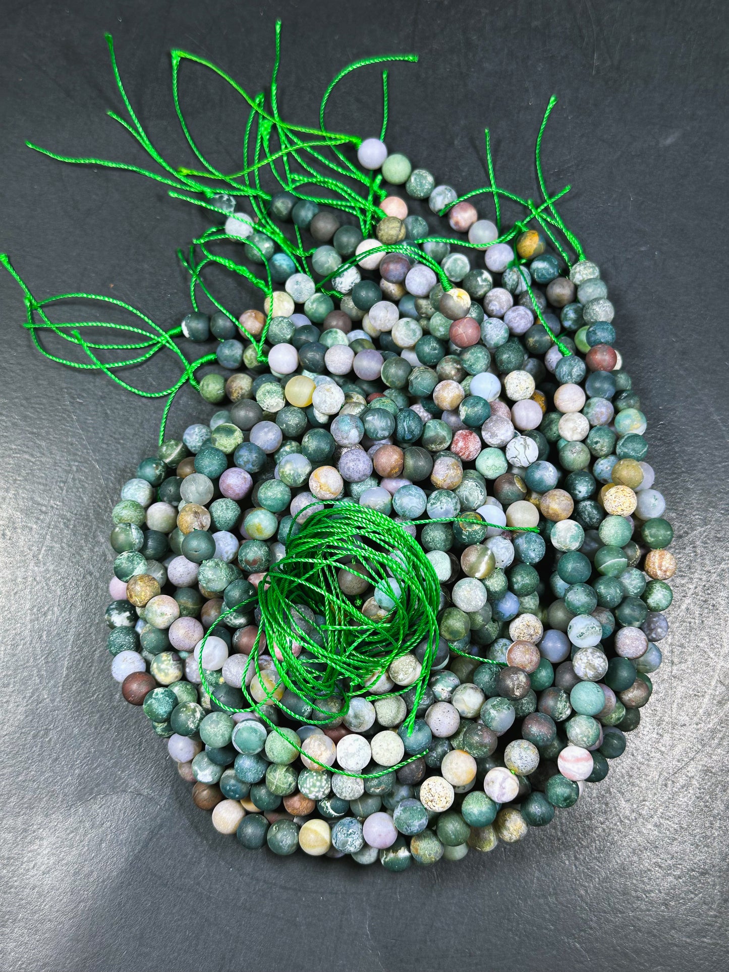 Natural Matte Indian Agate Gemstone Bead 4mm 6mm 8mm 10mm 12mm Round Bead, Beautiful Matte Green Colors Indian Agate Gemstone Beads 15.5"
