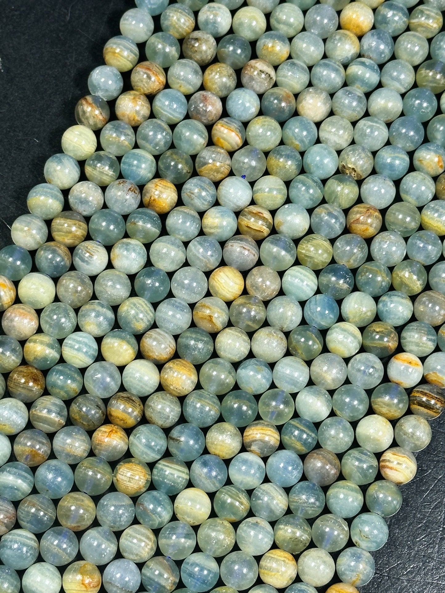 AAA Natural Calcite Gemstone Bead 6mm 8mm 10mm Round Bead. Gorgeous Natural Aqua Blue Brown Calcite Gemstone Bead
