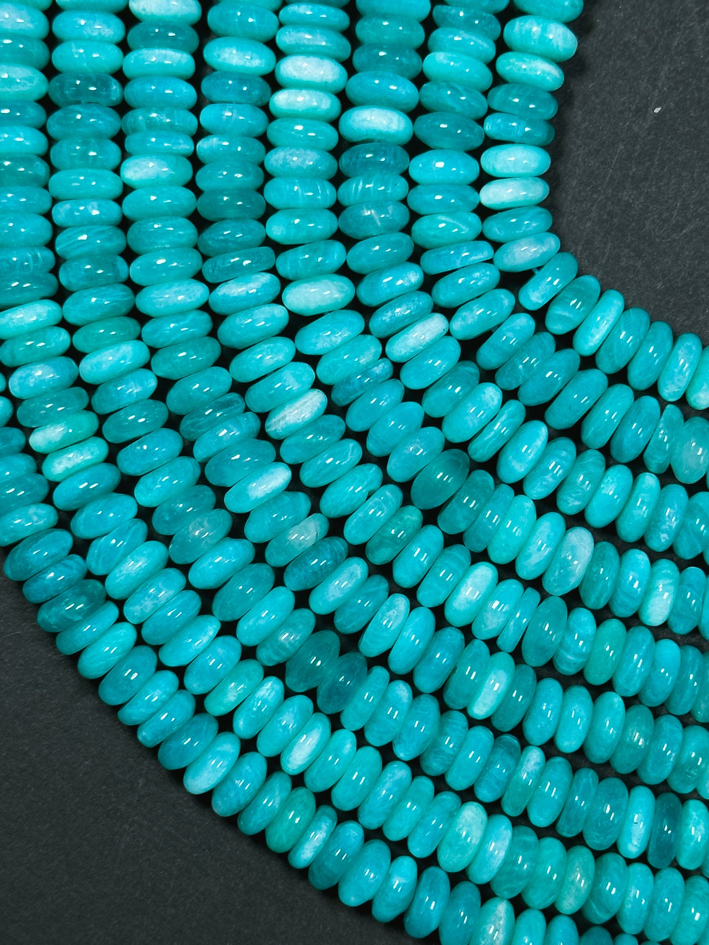AAA Natural Amazonite Gemstone Bead 8x4mm Rondelle Shape, Beautiful Natural Blue Green Amazonite Beads, Excellent Quality Full Strand 15.5"
