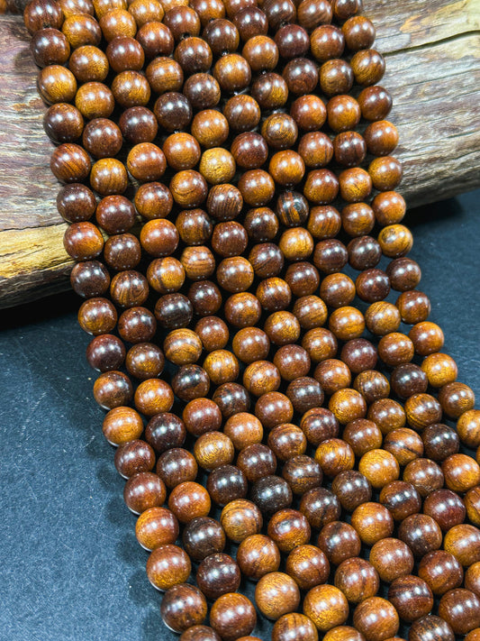 Natural Black Rosewood Beads 6mm 8mm 10mm Round Beads, Natural Dark Brown Aromatic Wood Meditation Prayer Mala Beads Full Strand 15.5"