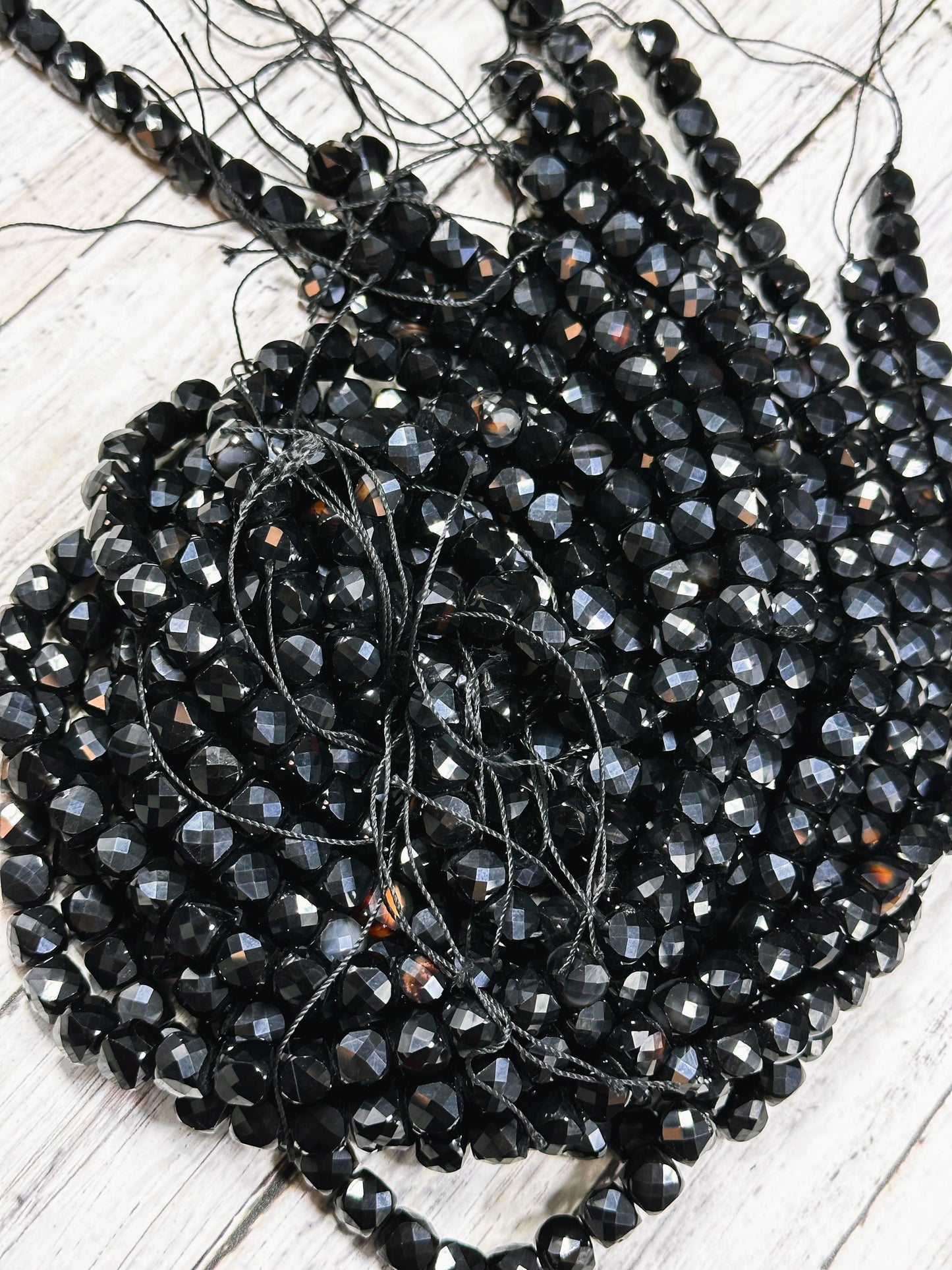AAA Black Tourmaline Gemstone Bead Faceted 8mm Cube Shape, Gorgeous Natural Black Color Tourmaline Stone Bead Great Quality Full Strand 15.5
