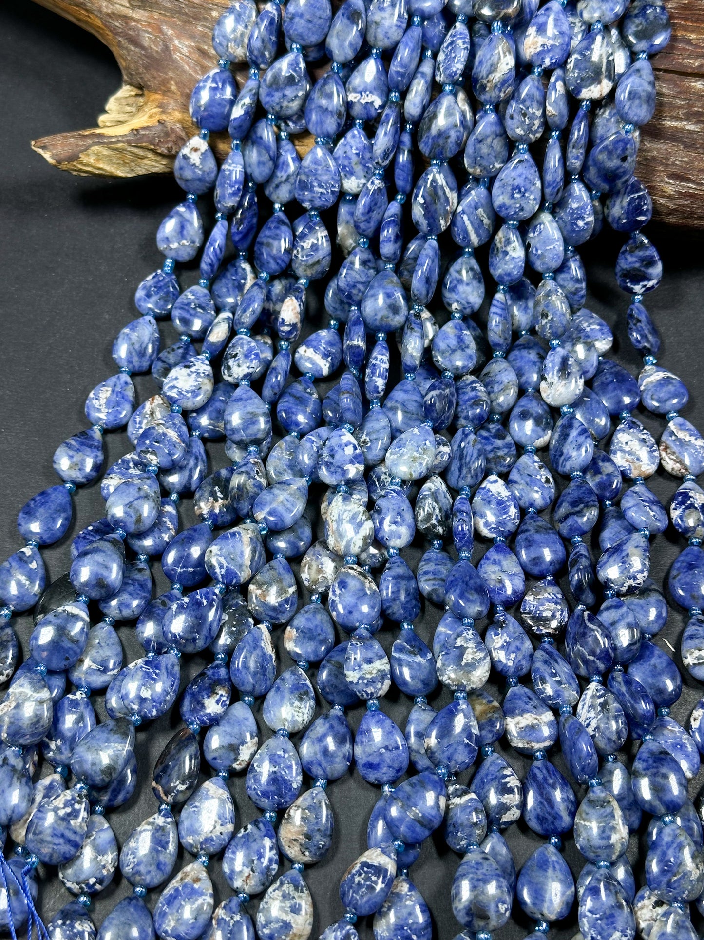 Natural Sodalite Gemstone Bead 18x13mm Teardrop Shape, Beautiful Natural Blue White Color Sodalite Beads Excellent Quality Full Strand 15.5"