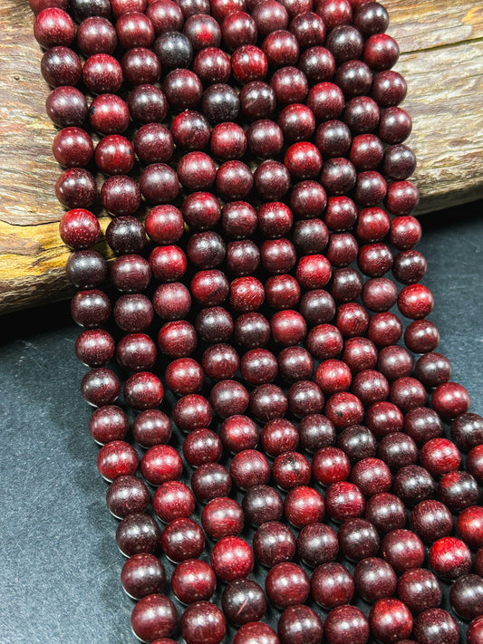 Natural Red Rosewood Beads 8mm 10mm Round Beads, Natural Mahogany Dark Red Aromatic Wood Meditation Prayer Mala Beads Full Strand 15.5"