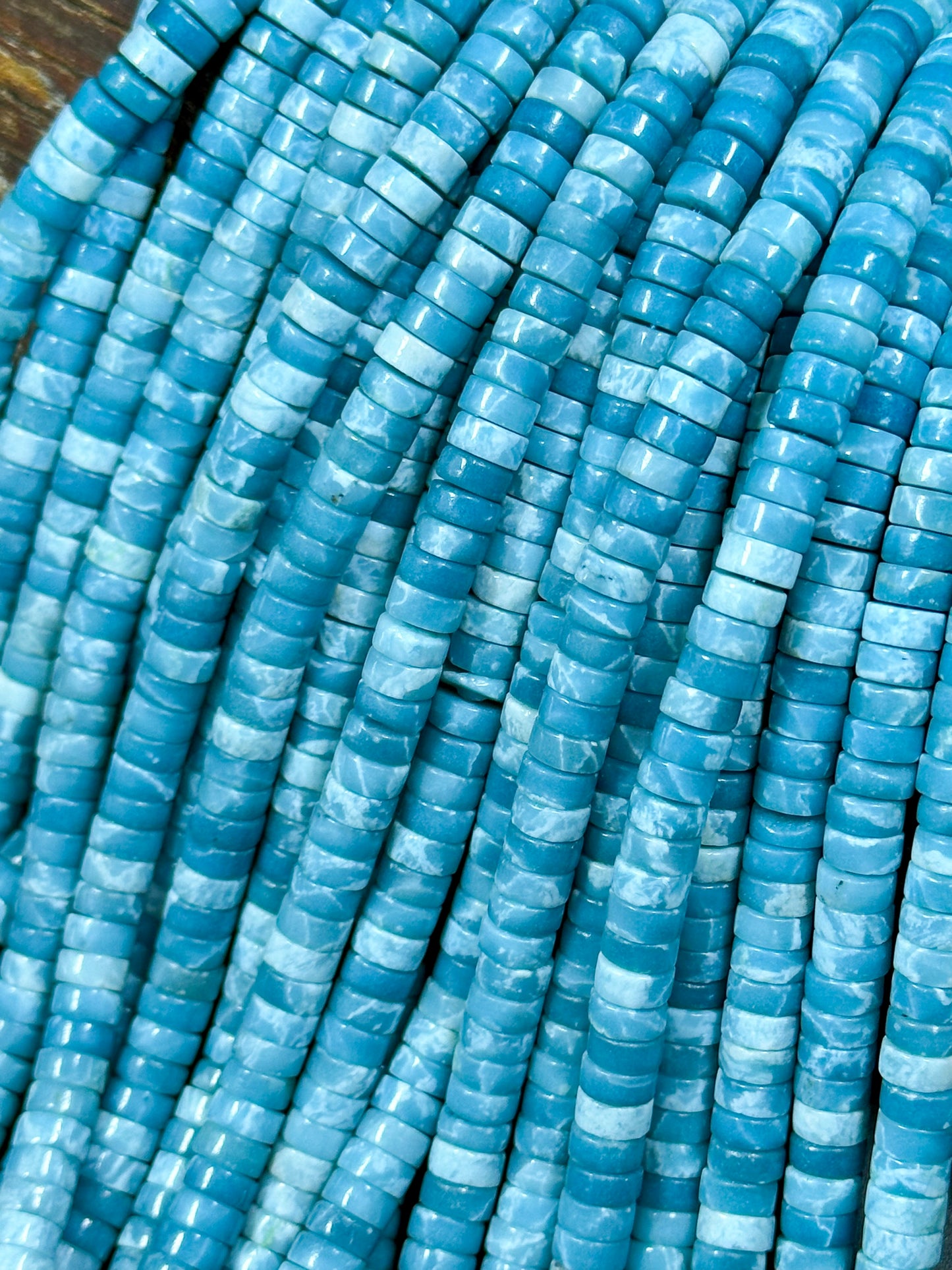NATURAL Larimar Quartz Gemstone Bead 6x3mm Rondelle Heishi Shape Beads, Beautiful Natural Blue Color Larimar Quartz Gemstone Bead 15.5"