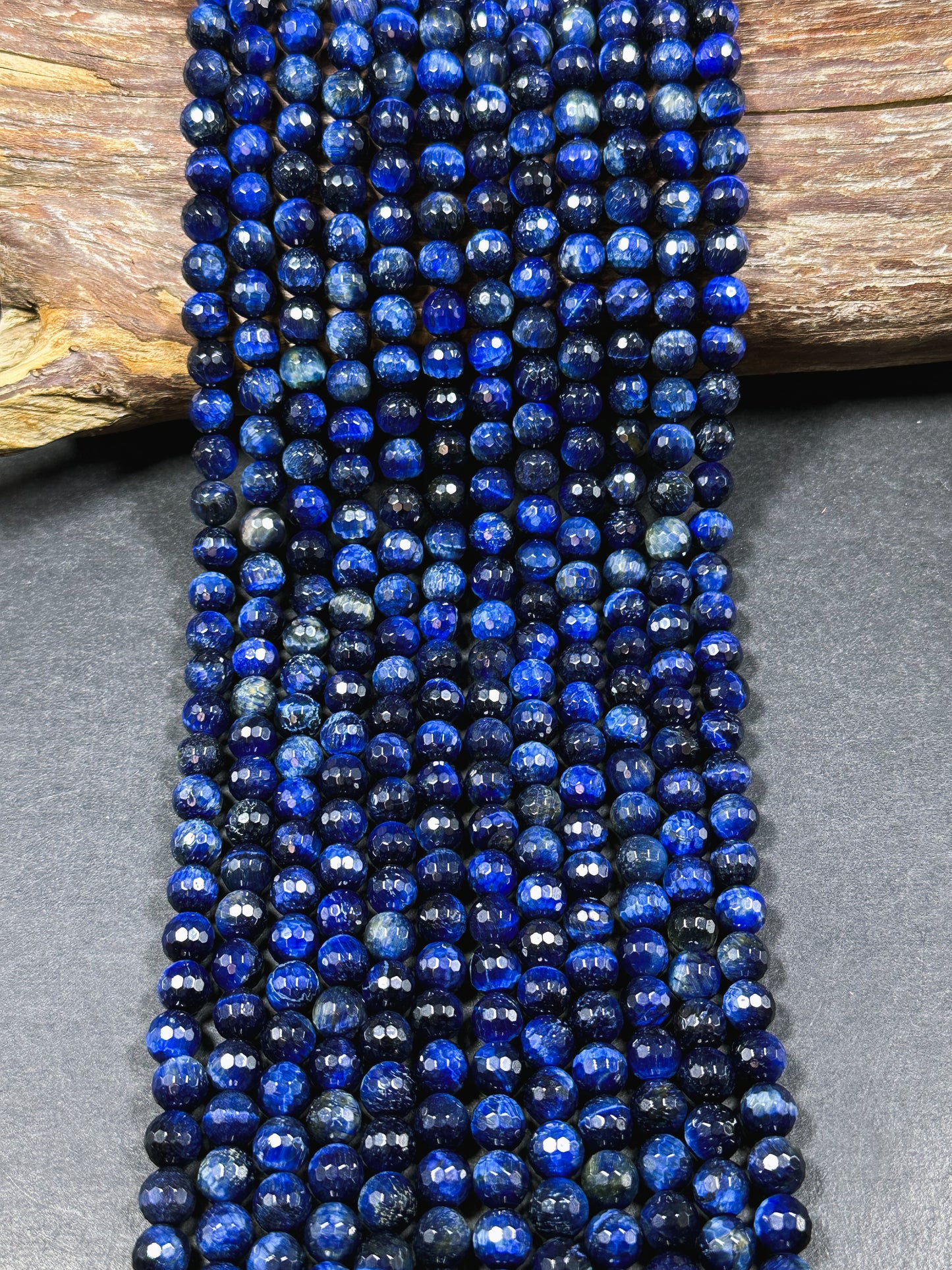 Natural Blue Tiger Eye Gemstone Bead Faceted 8mm 10mm Round Beads, Beautiful Royal Blue Color Tiger Eye Gemstone, Great Quality 15.5" Strand