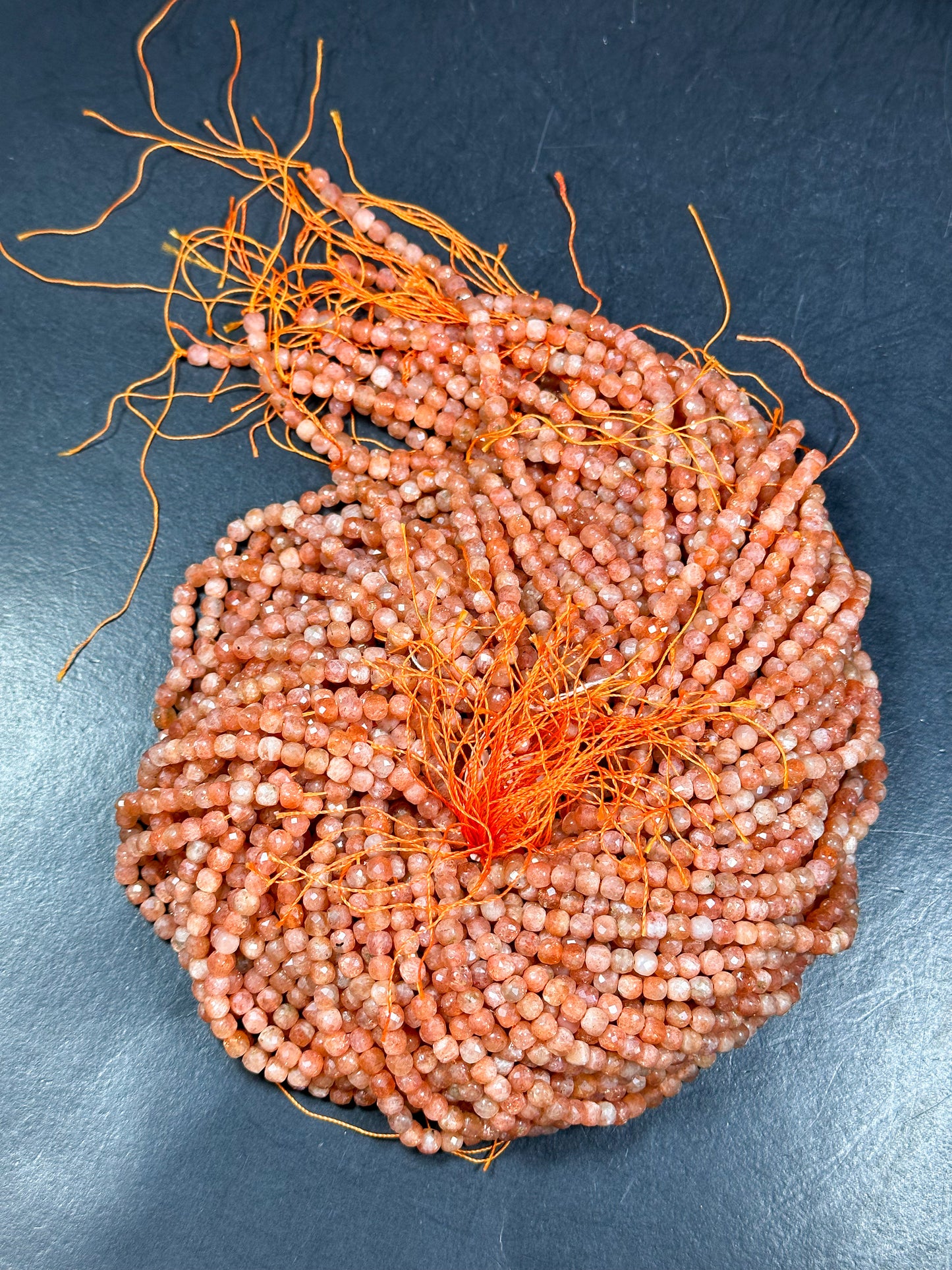 Natural Fire Sunstone Gemstone Bead Faceted 4.5-5mm Cube Shape Bead, Gorgeous Natural Orange Color Fire Sunstone Great Quality Gemstone Bead 15.5"