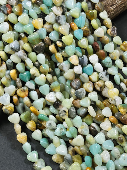 Natural Flower Amazonite Gemstone Bead 10mm Heart Shape, Beautiful Natural Blue Brown Color Amazonite Bead, Great Quality Full Strand 15.5"