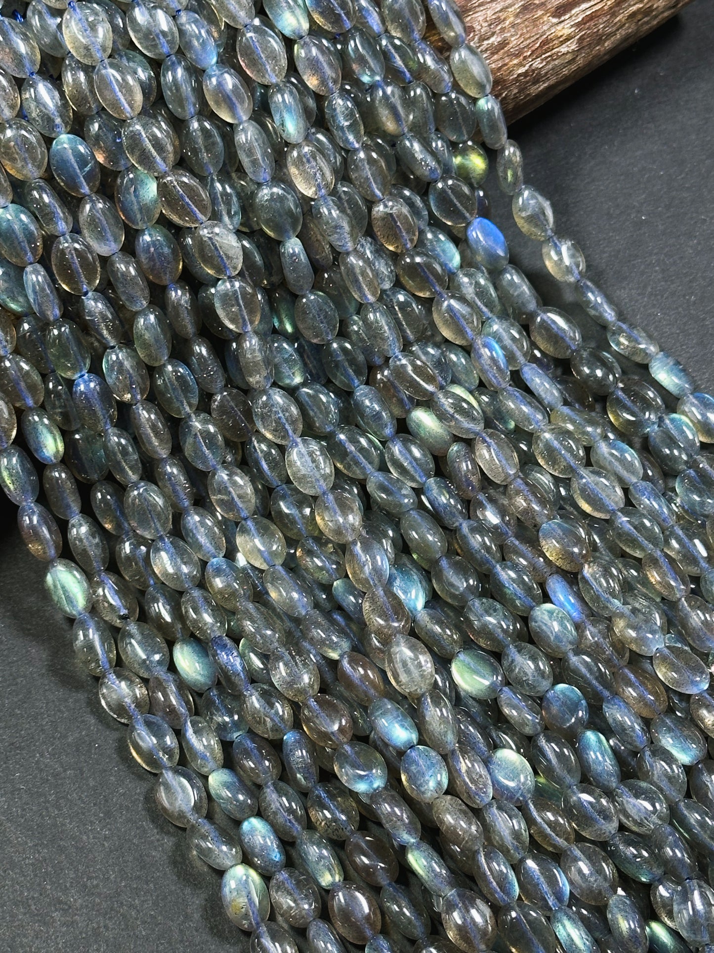 AAA Labradorite Gemstone Bead 11x8mm Oval Shape, Beautiful Natural Gray Color Rainbow Blue Flash Labradorite Excellent Quality Beads 15.5"