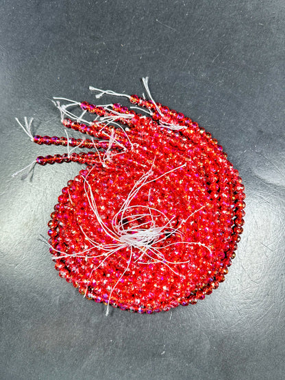 Beautiful Mystic Chinese Crystal Glass Bead Faceted 7mm Round Bead, Gorgeous Iridescent Red Clear Color Crystal Beads, Great Quality Glass