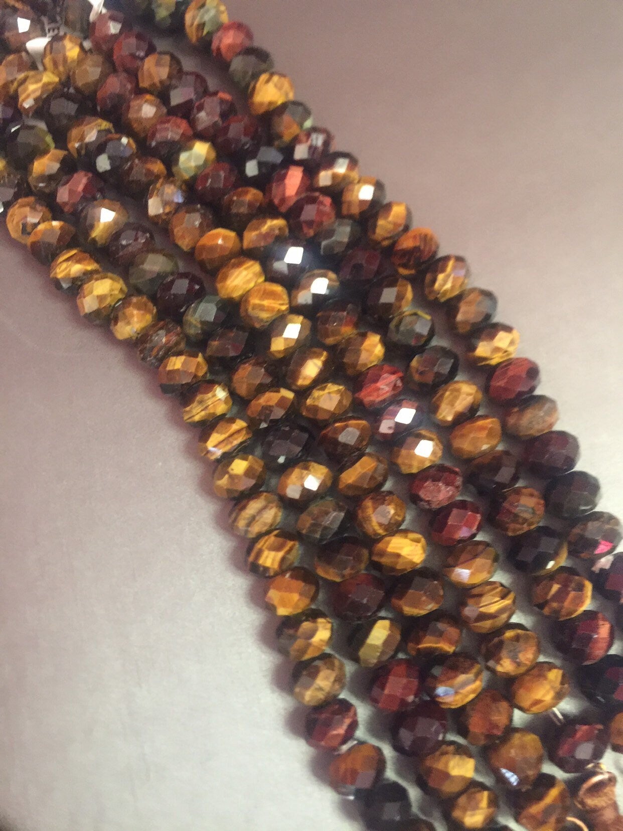 AAA tiger eye bead . Natural gemstone beads . 5x8mm Rondelle tiger eye bead . Faceted tiger eye bead . Beautiful natural color . 7.5” strand