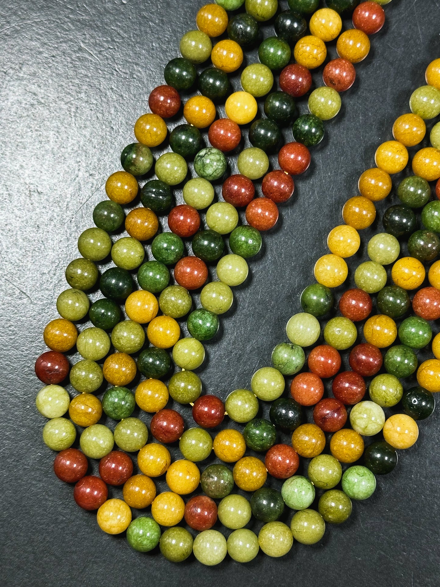 Natural Alashan Chalcedony Gemstone Bead 6mm 8mm 10mm Round Beads, Beautiful Multi Green Red Yellow Alashan Bead, Great Quality 15.5" Strand