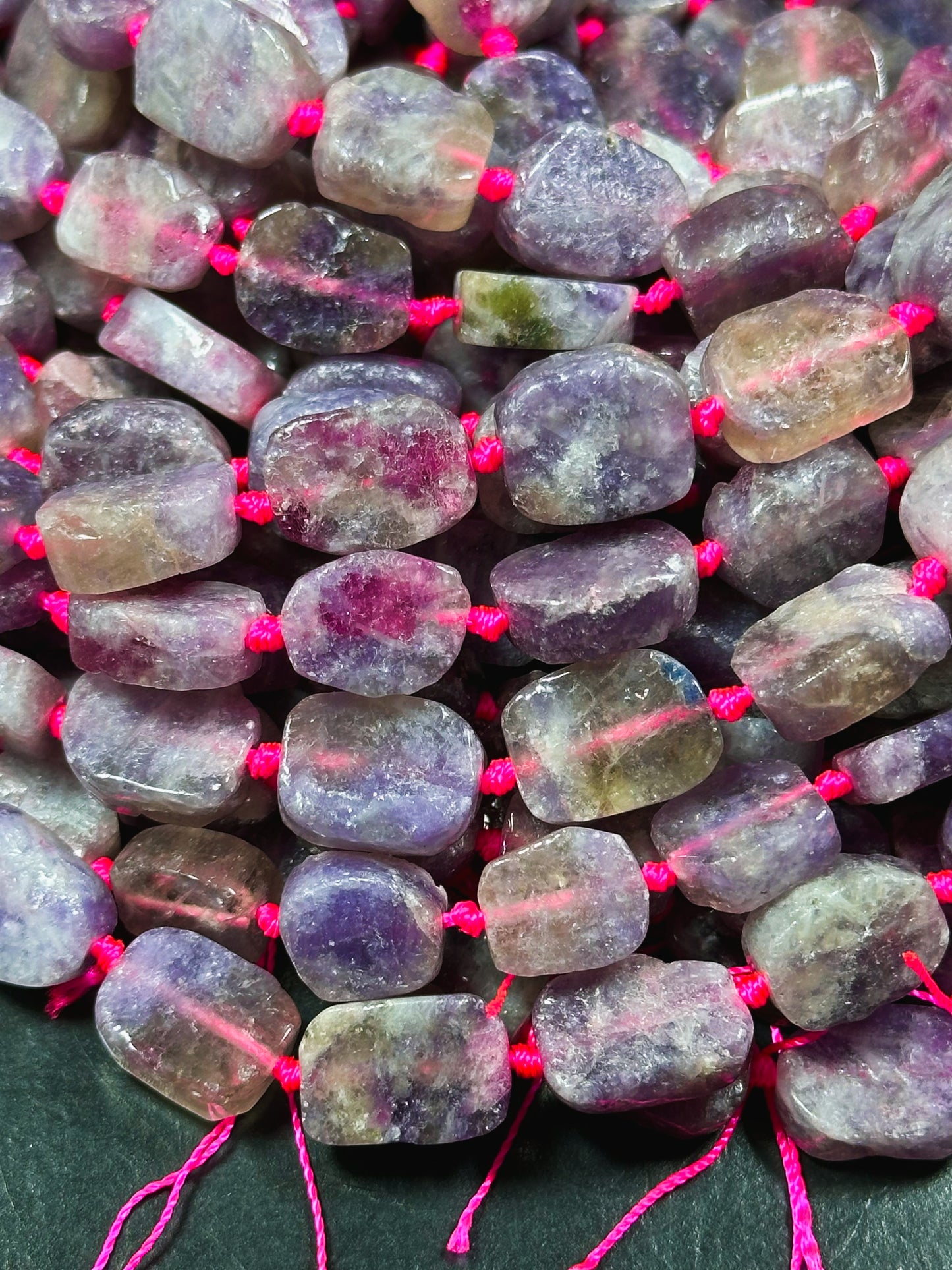 Natural Purple Tourmaline Gemstone Bead 15x10mm Tablet Shape, Beautiful Purple Pink Color Tourmaline Stone Bead, Great Quality 15.5" Strand