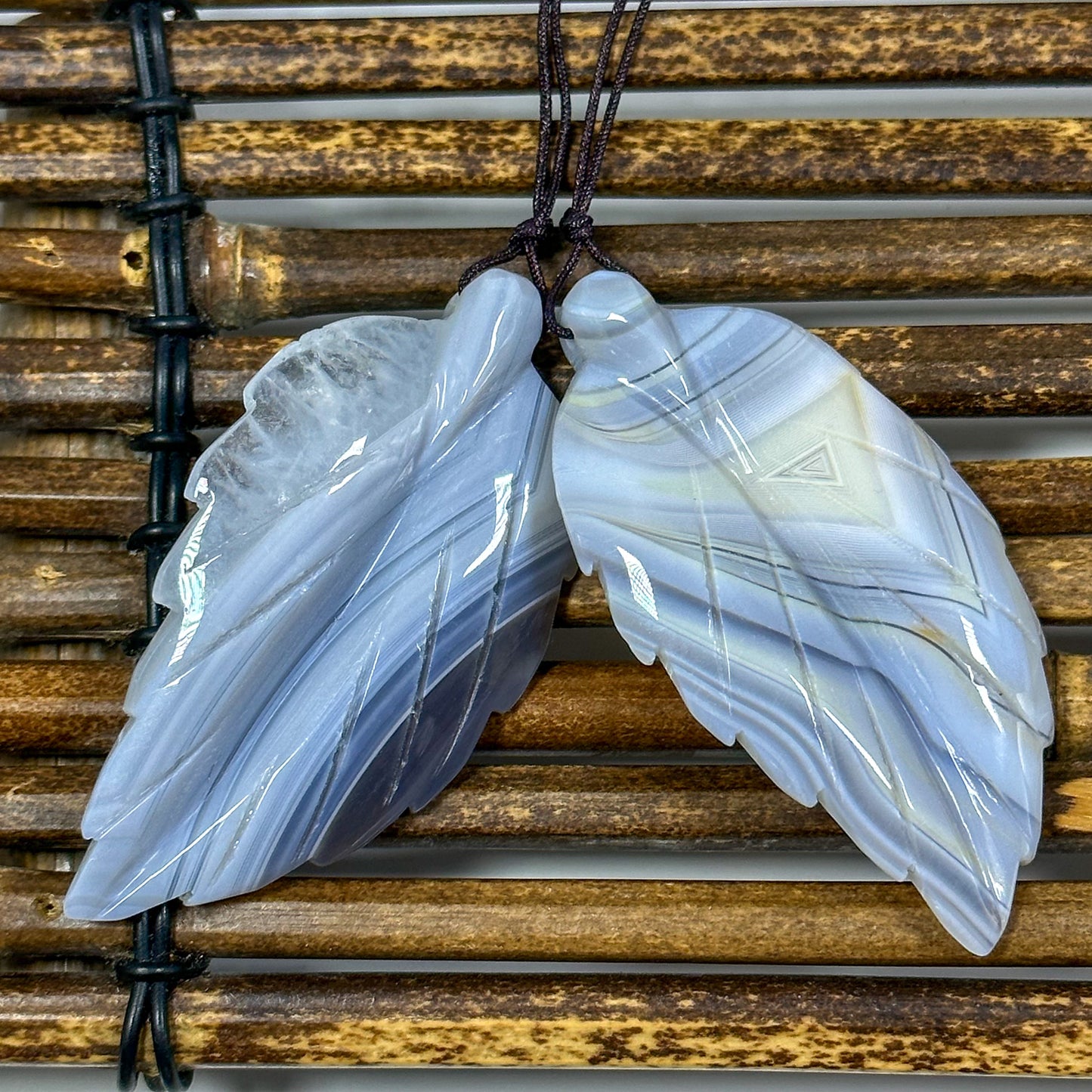 NATURAL Beautiful Hand Carved Botswana Gemstone Pendant 60x31mm Leaf Shape, Gorgeous Gray Color Botswana Hand Carved Pendant