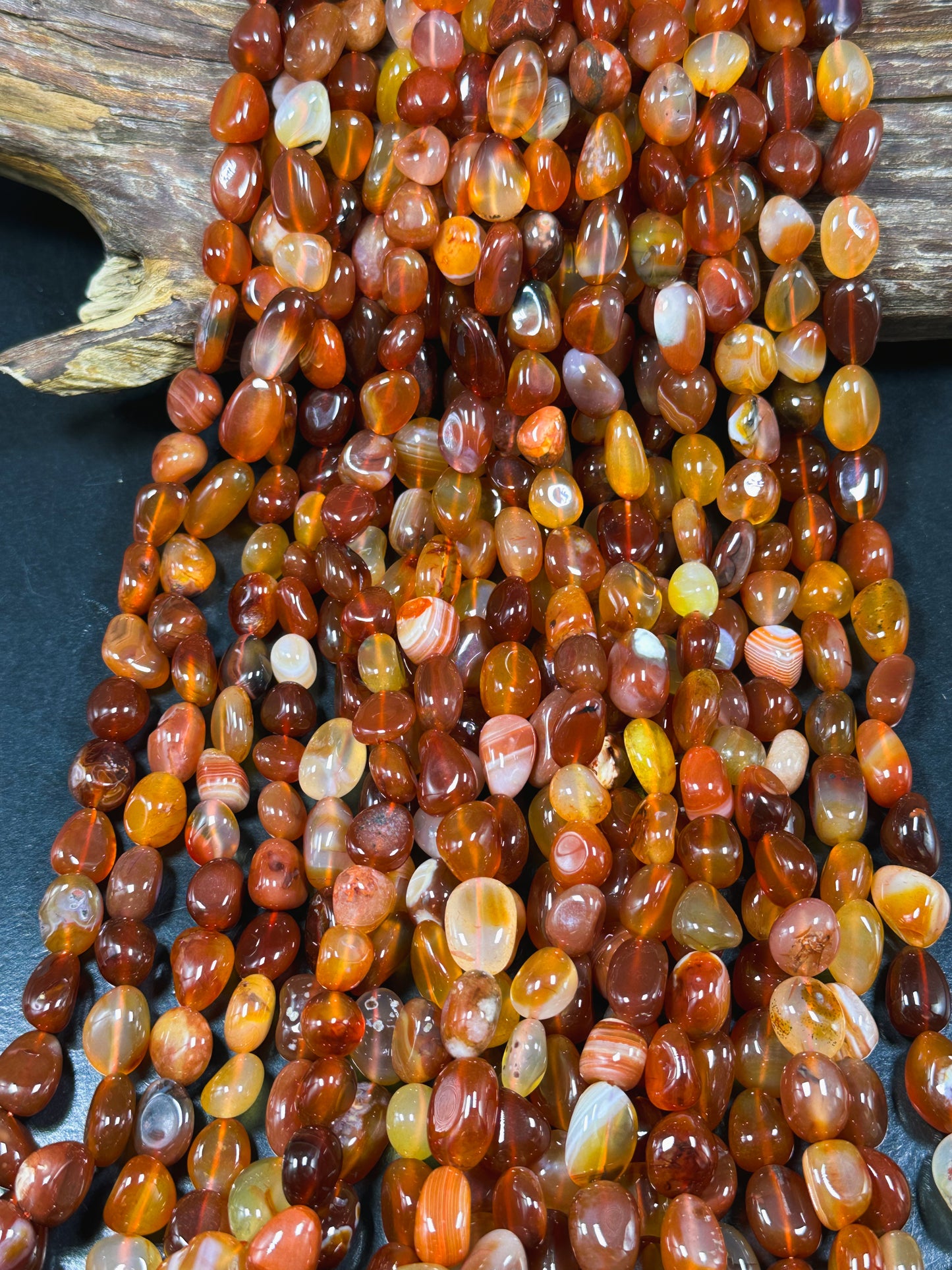 Natural Carnelian Gemstone Bead Freeform Pebble Shape Bead, Beautiful Natural Red Orange Color Carnelian Bead, Great Quality 15.5" Strand