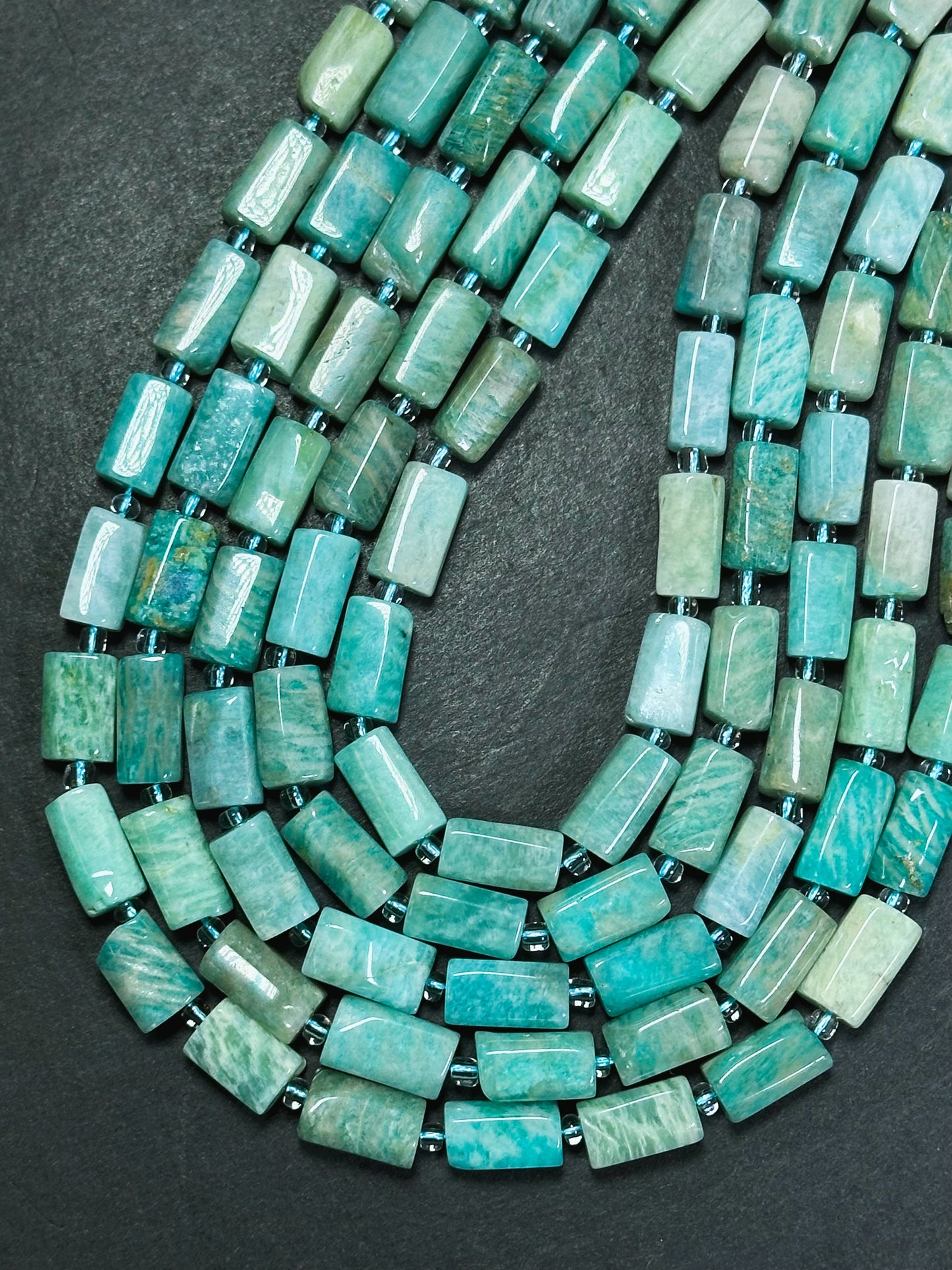 Natural Amazonite Gemstone Bead Faceted 12x8mm Tube Shape Bead, Beautiful Natural Green Blue Color Amazonite Stone Beads, Full Strand 15.5"