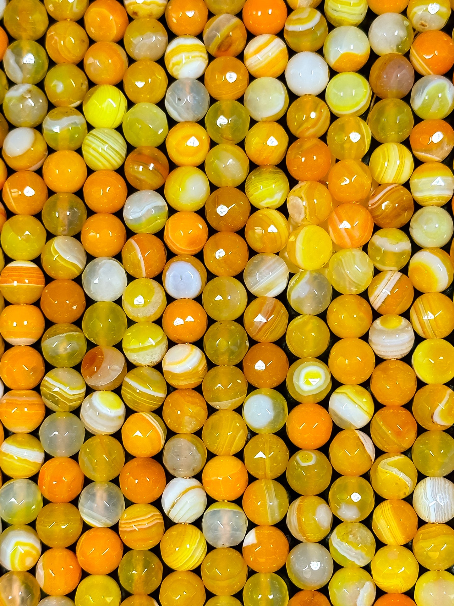 NATURAL Botswana Agate Gemstone Bead Faceted 6mm 8mm 10mm 12mm Round Beads, Beautiful Orange Yellow Color Gemstone Beads Full Strand 15.5"
