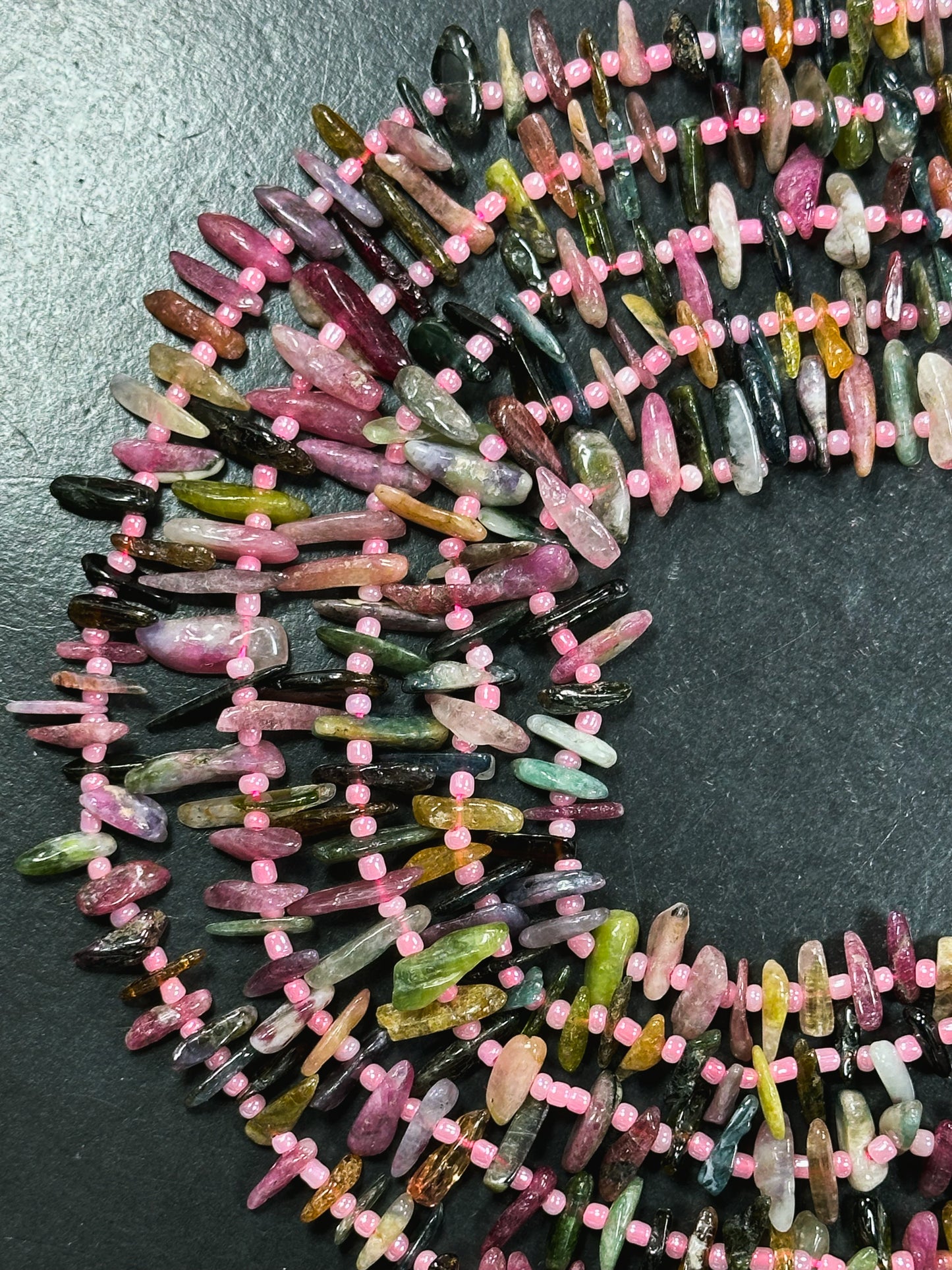 Natural Tourmaline Gemstone Bead Stick Shape Beads, Beautiful Multicolor Pink Green Orange Tourmaline Gemstone Beads, Full Strand 15.5"