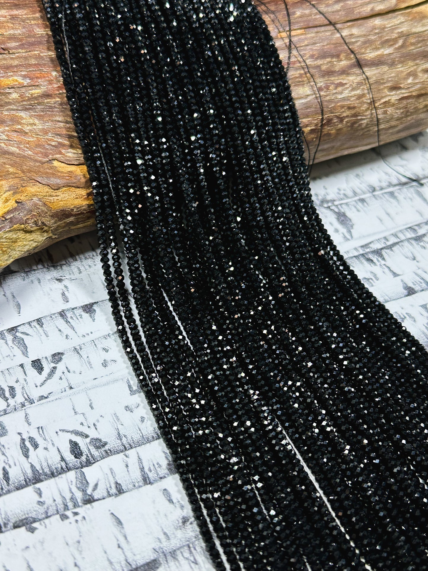 Natural Black Spinel Gemstone Bead Faceted 2x3mm Rondelle Shape Bead, Beautiful Natural Black Color Spinel Beads, Great Quality 15.5" Strand