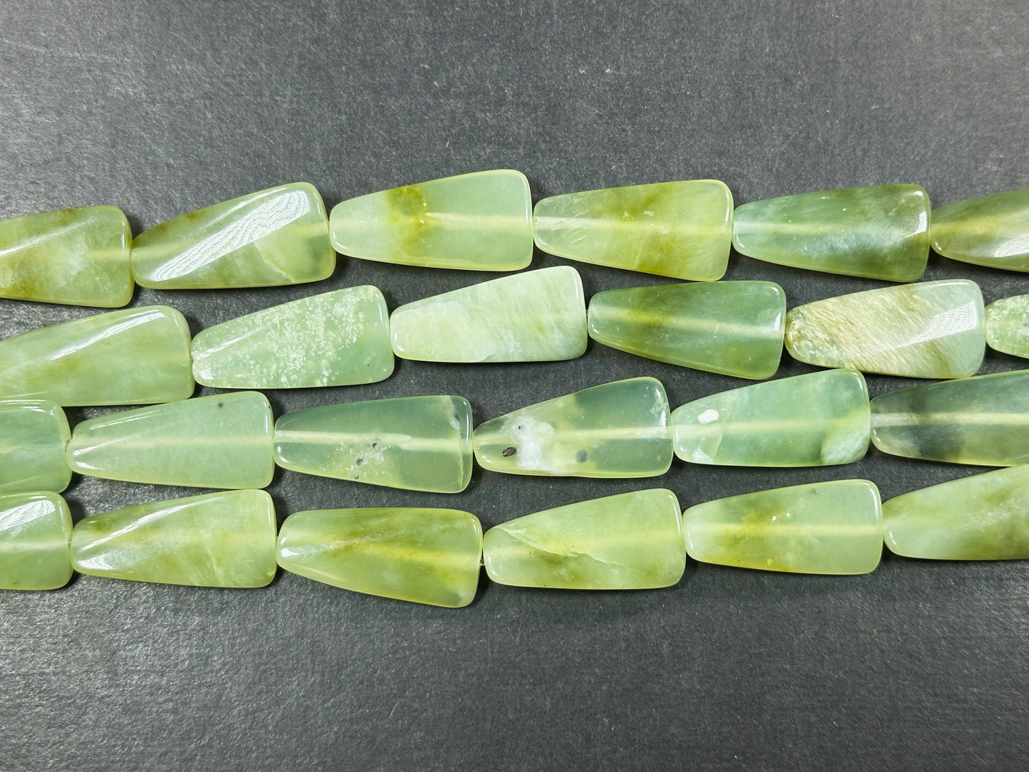 Natural Burma Jade Gemstone Bead 22x8mm Trapezoid Shape Bead, Beautiful Natural Green Color Burmese Jade Gemstone Bead, Full Strand 15.5"