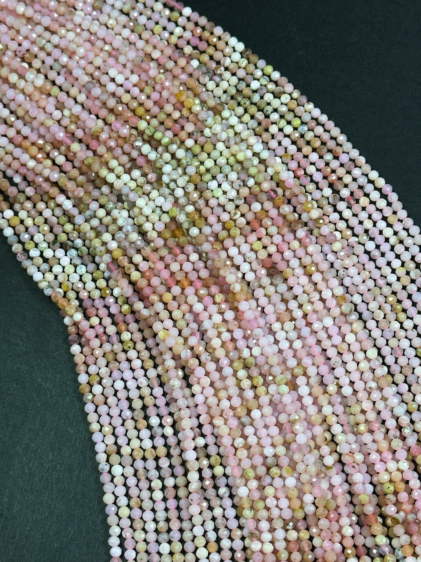 Natural Pink Opal Gemstone Bead Faceted 3mm Round Beads, Beautiful Natural Pink Beige Color Opal Gemstone Excellent Quality Full Strand 15.5