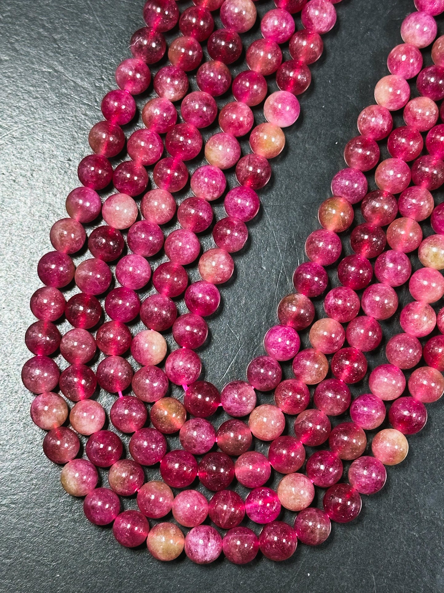 Natural Watermelon Tourmaline Quartz Gemstone Bead Smooth 8mm Round Beads, Beautiful Green Red Color Beads, Great Quality Full Strand 15.5"