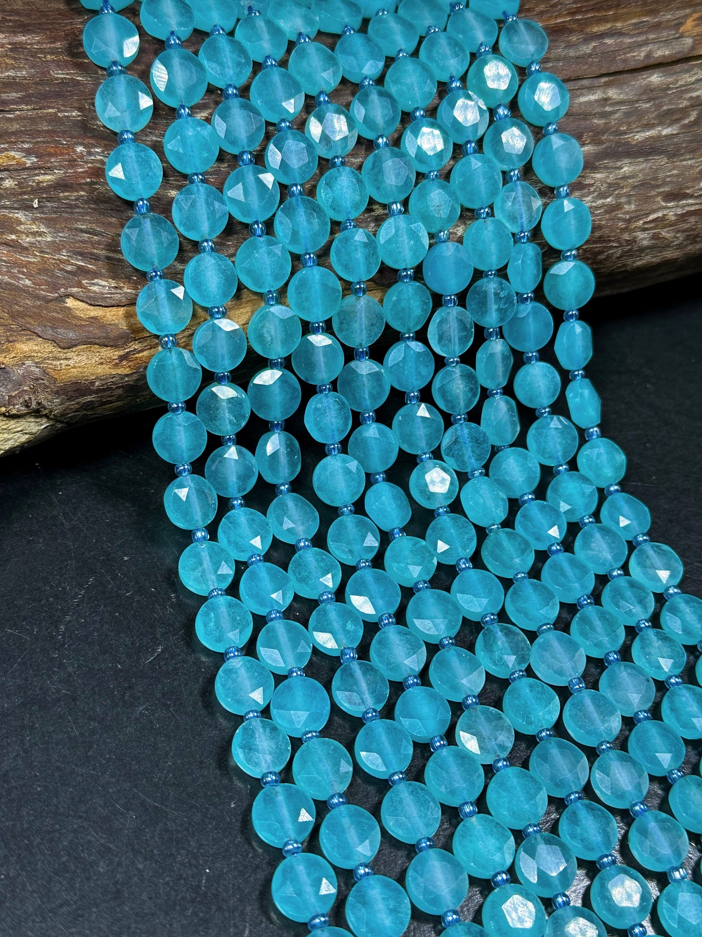 Natural Amazonite Gemstone Bead Faceted 10mm Coin Shape Bead, Beautiful Natural Blue Green Color Amazonite Beads, Great Quality 15.5" Strand