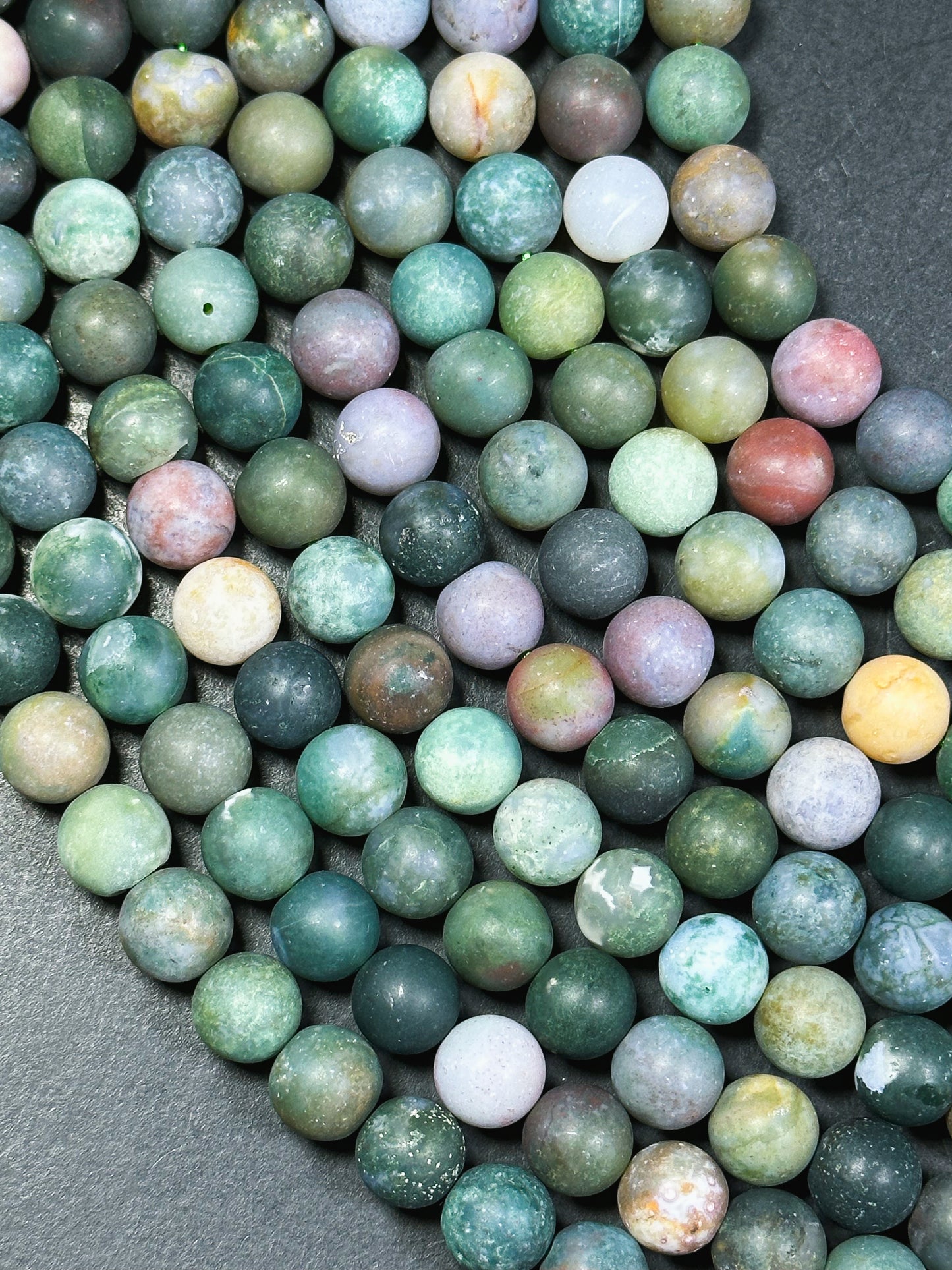 Natural Matte Indian Agate Gemstone Bead 4mm 6mm 8mm 10mm 12mm Round Bead, Beautiful Matte Green Colors Indian Agate Gemstone Beads 15.5"