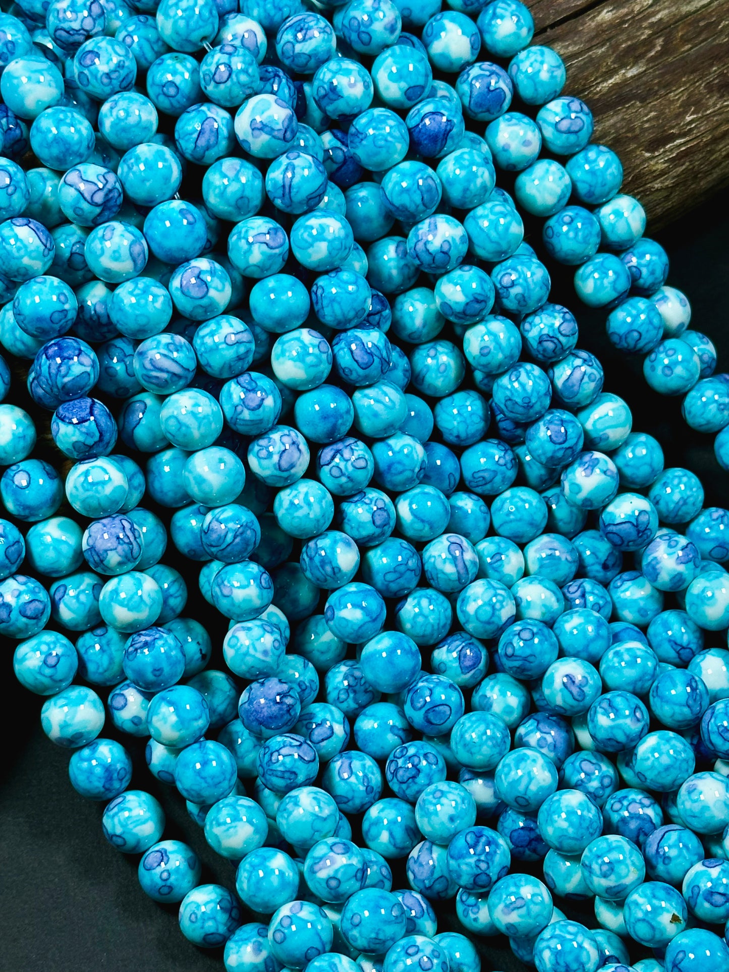 Beautiful Rain Flower Stone Bead 4mm 6mm 8mm 10mm Round Beads, Gorgeous Multicolor Blue Purple Color Rain Flower Bead Full Strand 15.5"