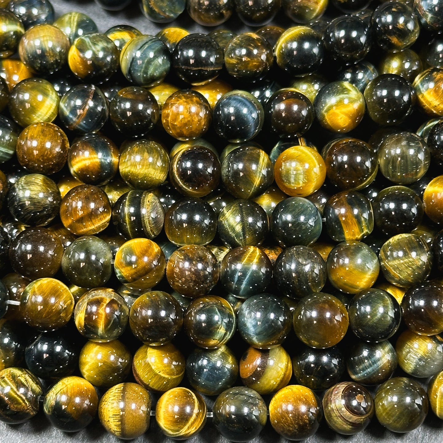 Natural Tiger Eye Gemstone Bead 4mm 6mm 8mm Round Beads, Beautiful Natural Brown Dark Navy Blue Color Tiger Eye Stone Beads 15.5" Strand