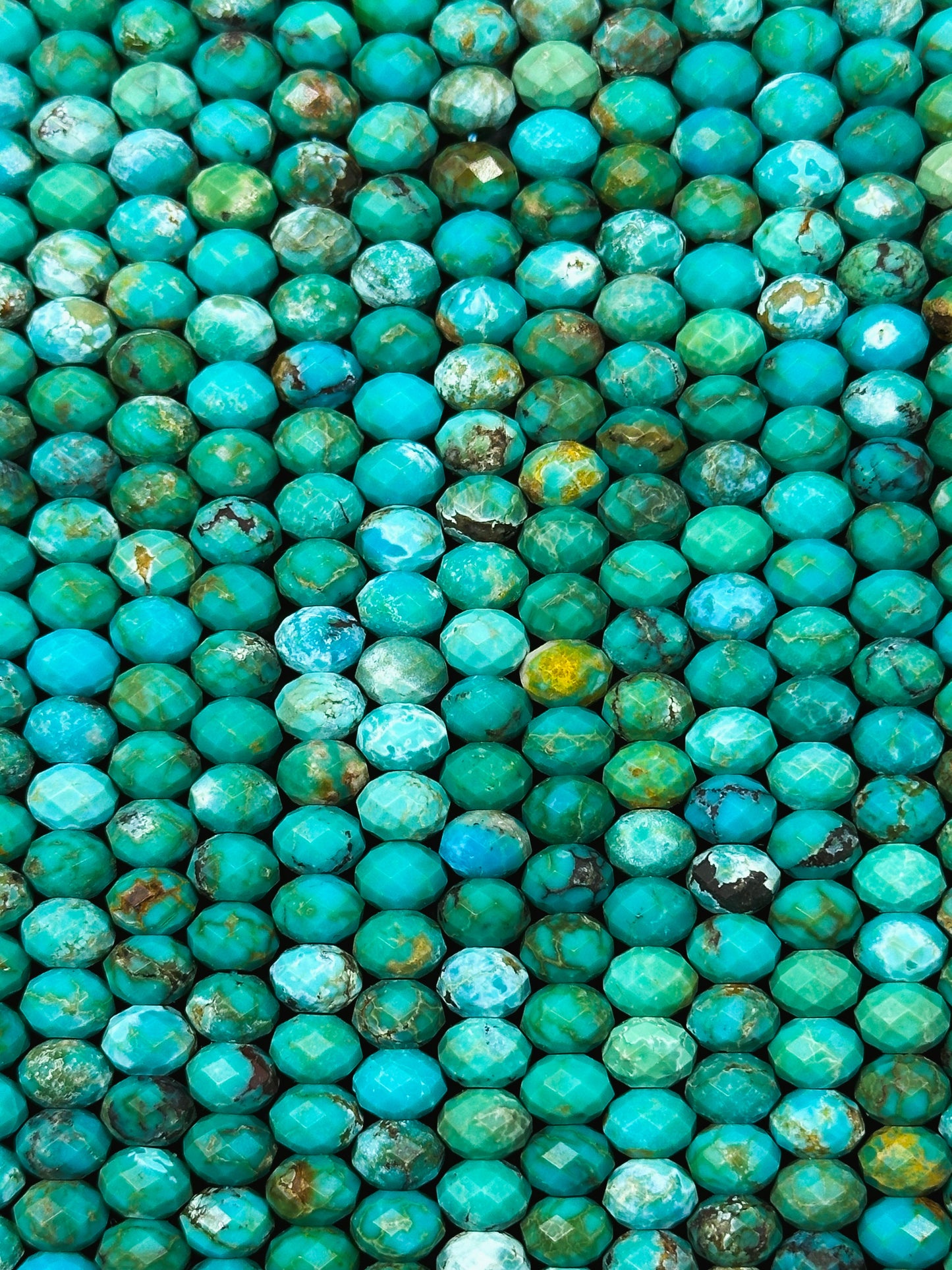 Natural Turquoise Gemstone Bead Faceted 6x4mm Rondelle Beads, Beautiful Natural Blue Green Turquoise Gemstone Beads Excellent Quality 15.5"