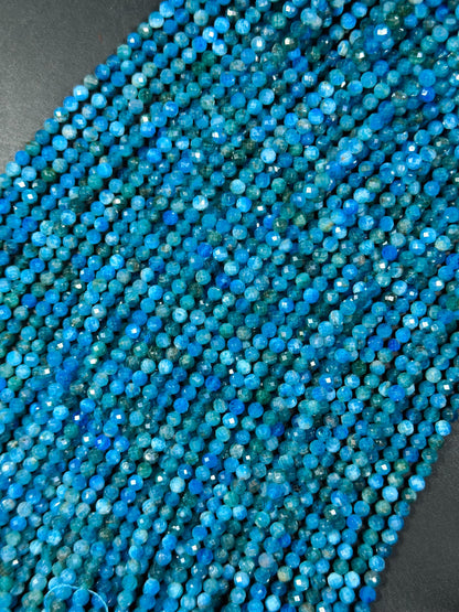 Natural Blue Apatite Gemstone Bead Faceted 4mm Round Bead, Gorgeous Natural Blue Color Apatite Gemstone Beads Great Quality Full Strand 15.5"
