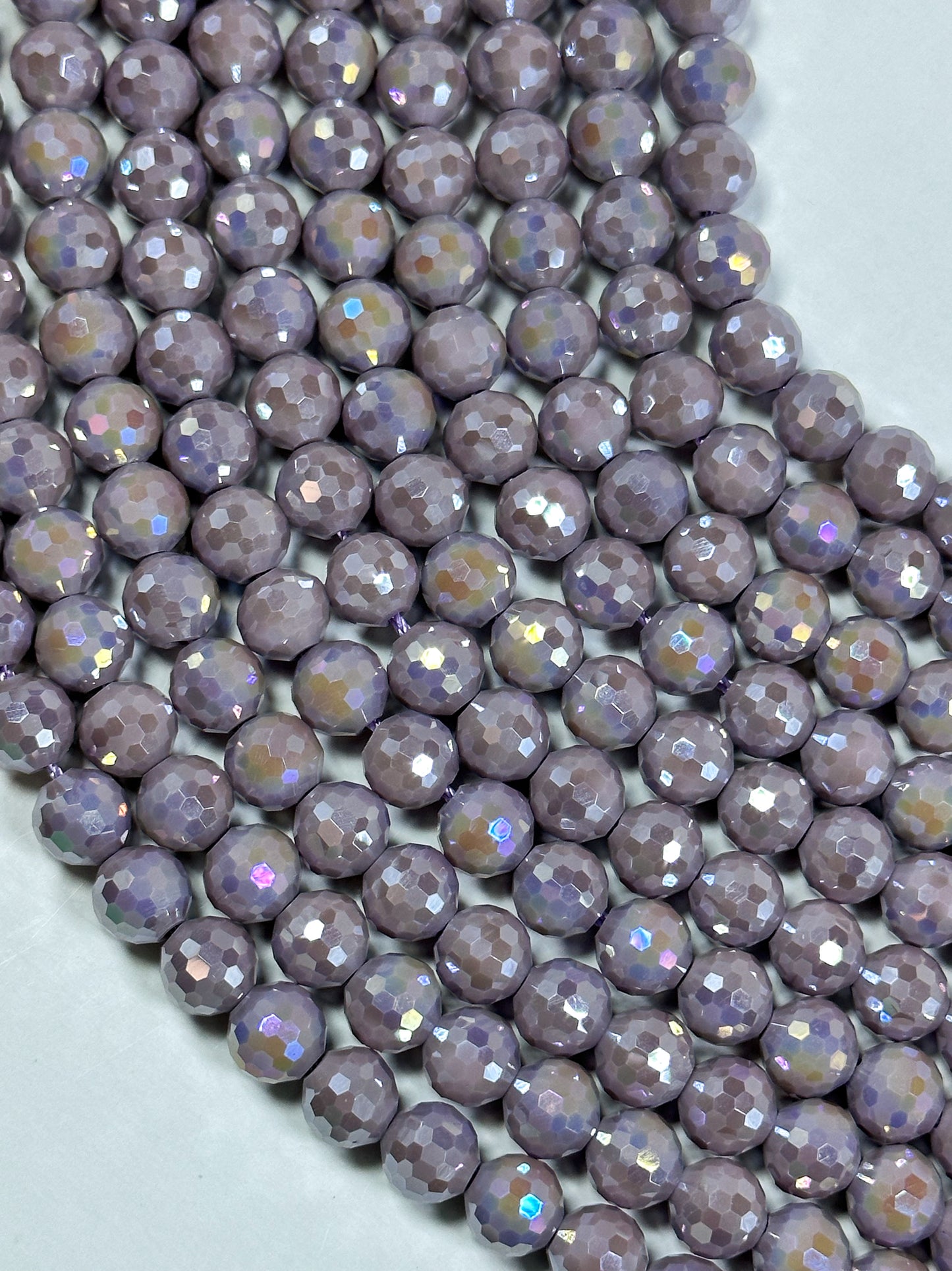 Beautiful Mystic Chinese Crystal Glass Bead Faceted 7.5mm Round Bead, Gorgeous Iridescent Light Purple Color Crystal Great Quality Glass