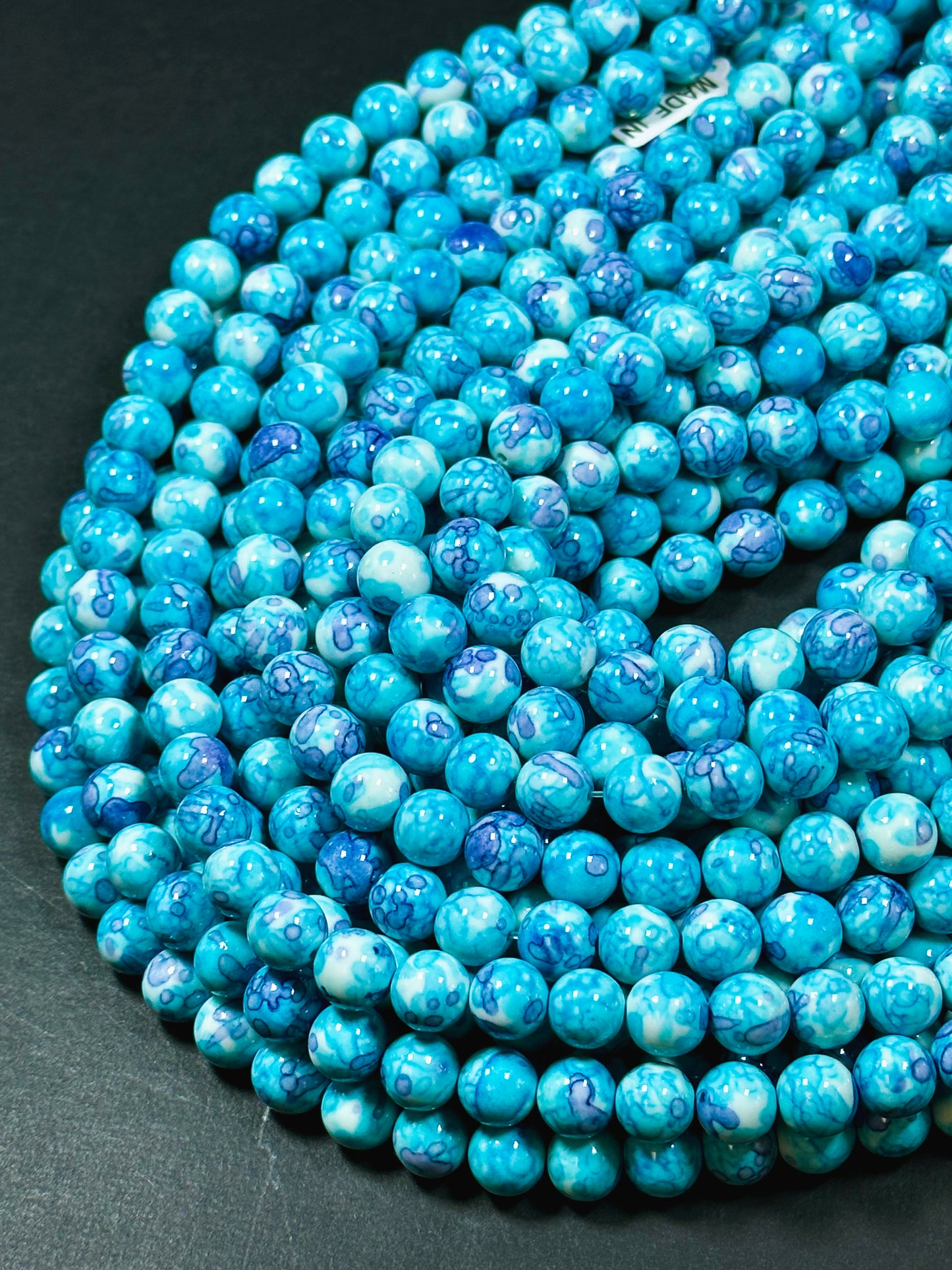 Beautiful Rain Flower Stone Bead 4mm 6mm 8mm 10mm Round Beads, Gorgeous Multicolor Blue Purple Color Rain Flower Bead Full Strand 15.5"