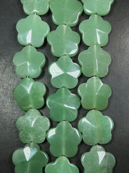 Natural Aventurine Gemstone Bead 30mm Flower Shape Beads, Beautiful Natural Green Color Aventurine Jade Gemstone Beads, Full Strand 15.5"