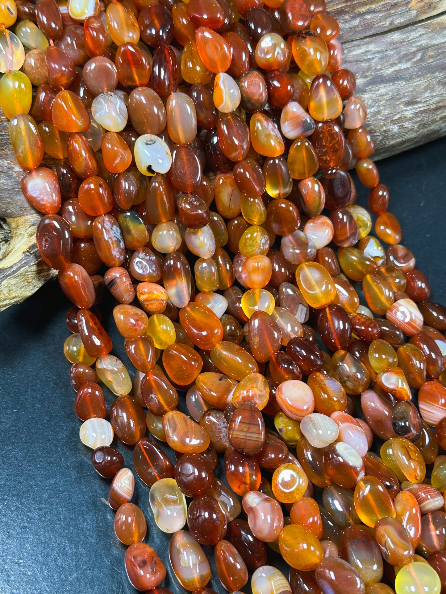 Natural Carnelian Gemstone Bead Freeform Pebble Shape Bead, Beautiful Natural Red Orange Color Carnelian Bead, Great Quality 15.5" Strand
