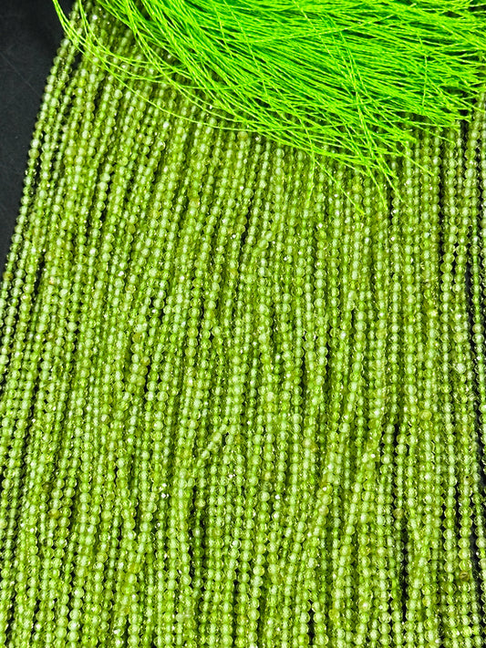 AAA NATURAL Peridot Gemstone Bead Faceted 2mm Round Bead, Beautiful Natural Green Color Peridot Gemstone Bead, Excellent Quality Beads 15.5"