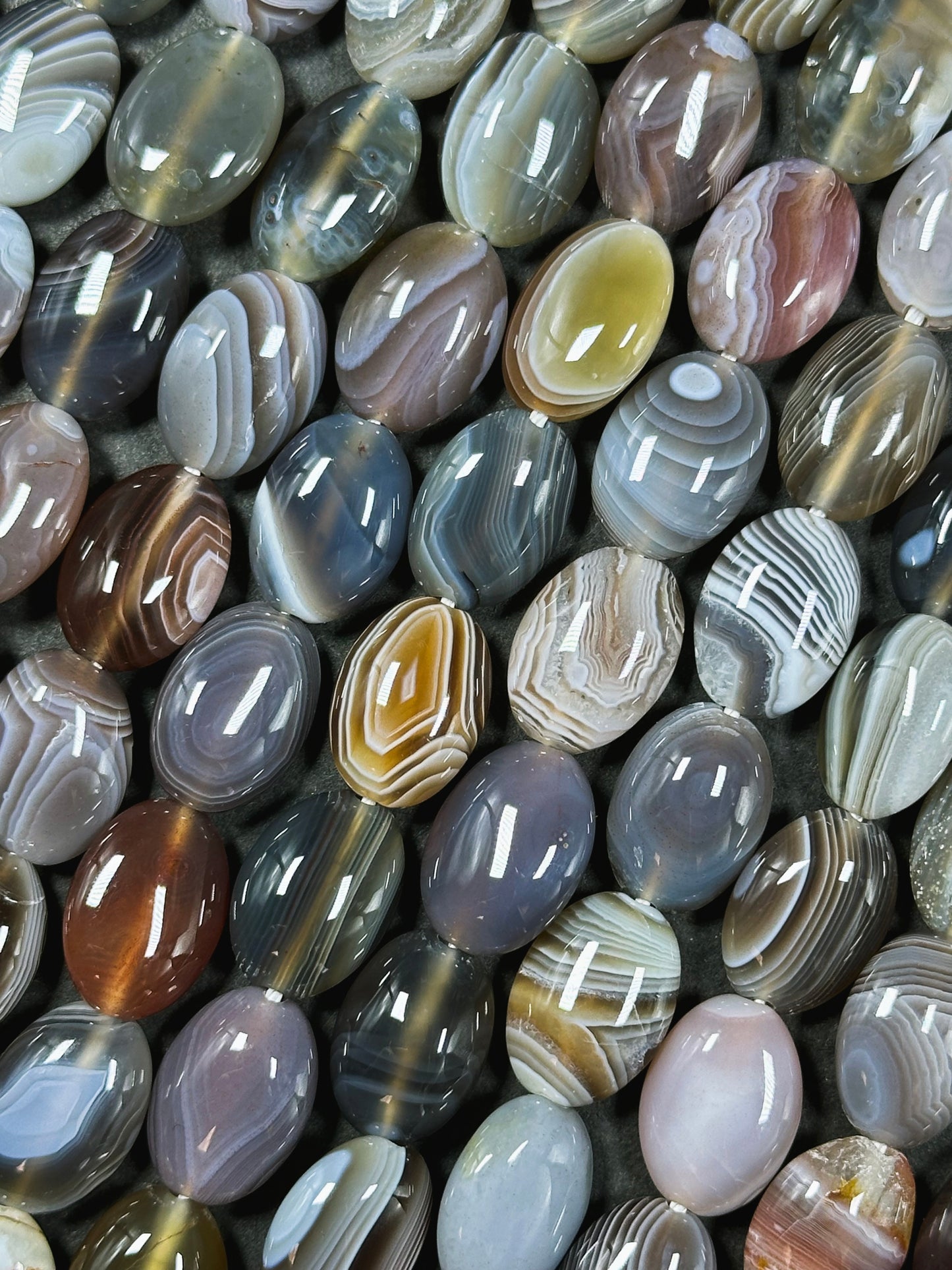AAA Natural Botswana Agate Gemstone Bead 10x14mm Oval Shape, Beautiful Natural Gray Brown Color Agate, Excellent Quality Full Strand 15.5"