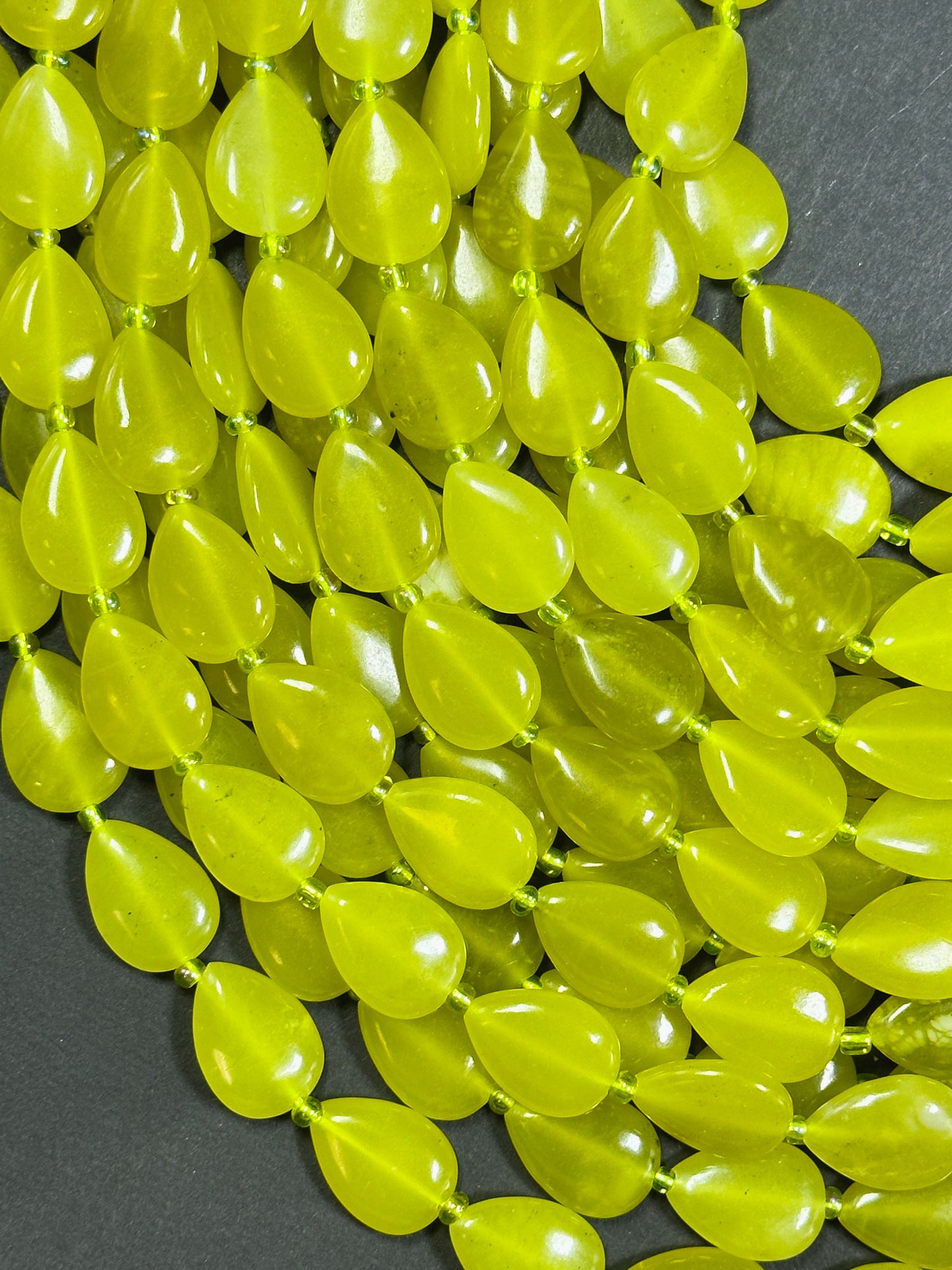 Natural Serpentine Jade Gemstone Bead 18x13mm Teardrop Shape, Beautiful Natural Yellow-Green Color Serpentine Great Quality Full Strand 15.5