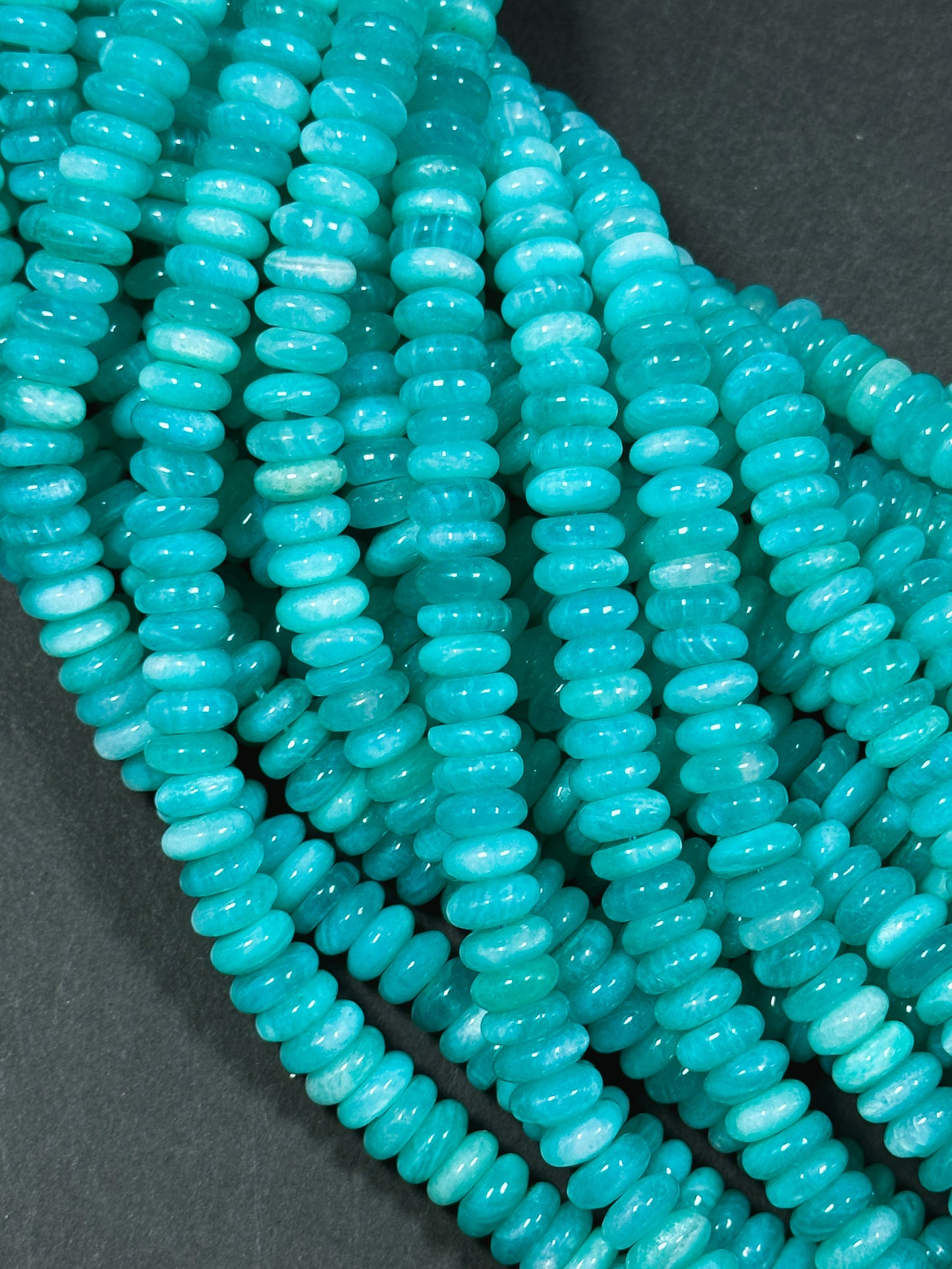 AAA Natural Amazonite Gemstone Bead 8x4mm Rondelle Shape, Beautiful Natural Blue Green Amazonite Beads, Excellent Quality Full Strand 15.5"