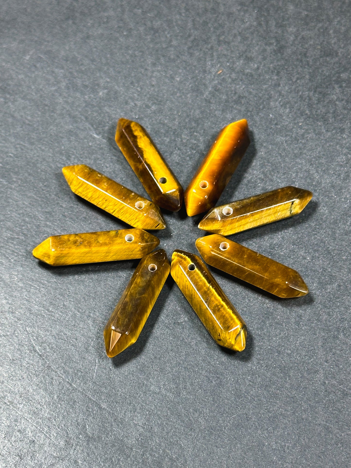 Natural Tiger Eye Gemstone Bead Faceted 33x8mm Double Point Shape Beautiful Natural Golden Brown Tiger Eye Gemstone Bead Focal Pendant Piece