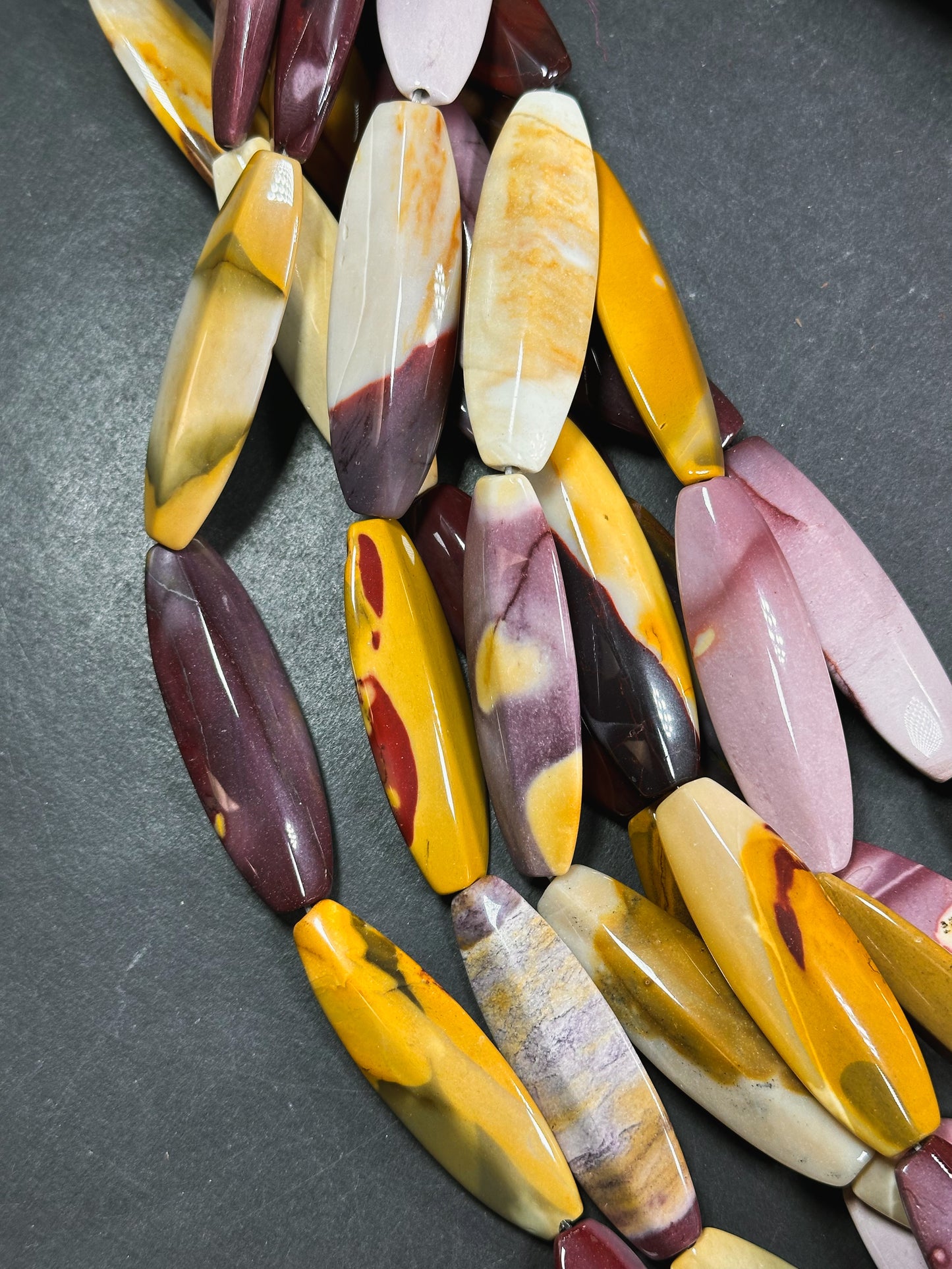 Natural Mookaite Gemstone Bead 55x17mm Rectangle Shape, Beautiful Natural Red Yellow Color Mookaite Jasper Gemstone Bead, Full Strand 15.5"