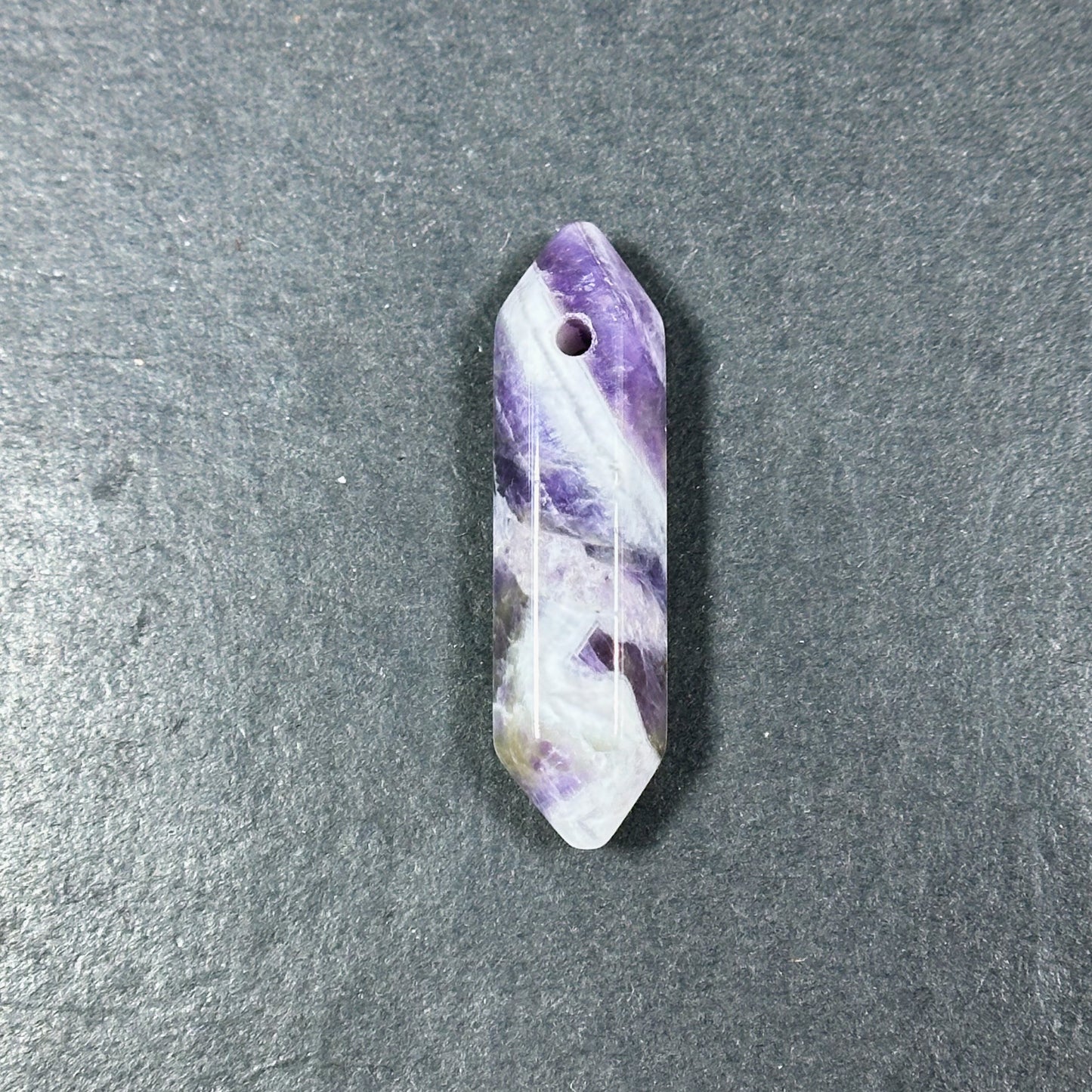 Natural Amethyst Gemstone Bead Faceted 33x8mm Double Point Shape Beautiful Natural Purple Banded Amethyst Gemstone Bead Focal Pendant Piece
