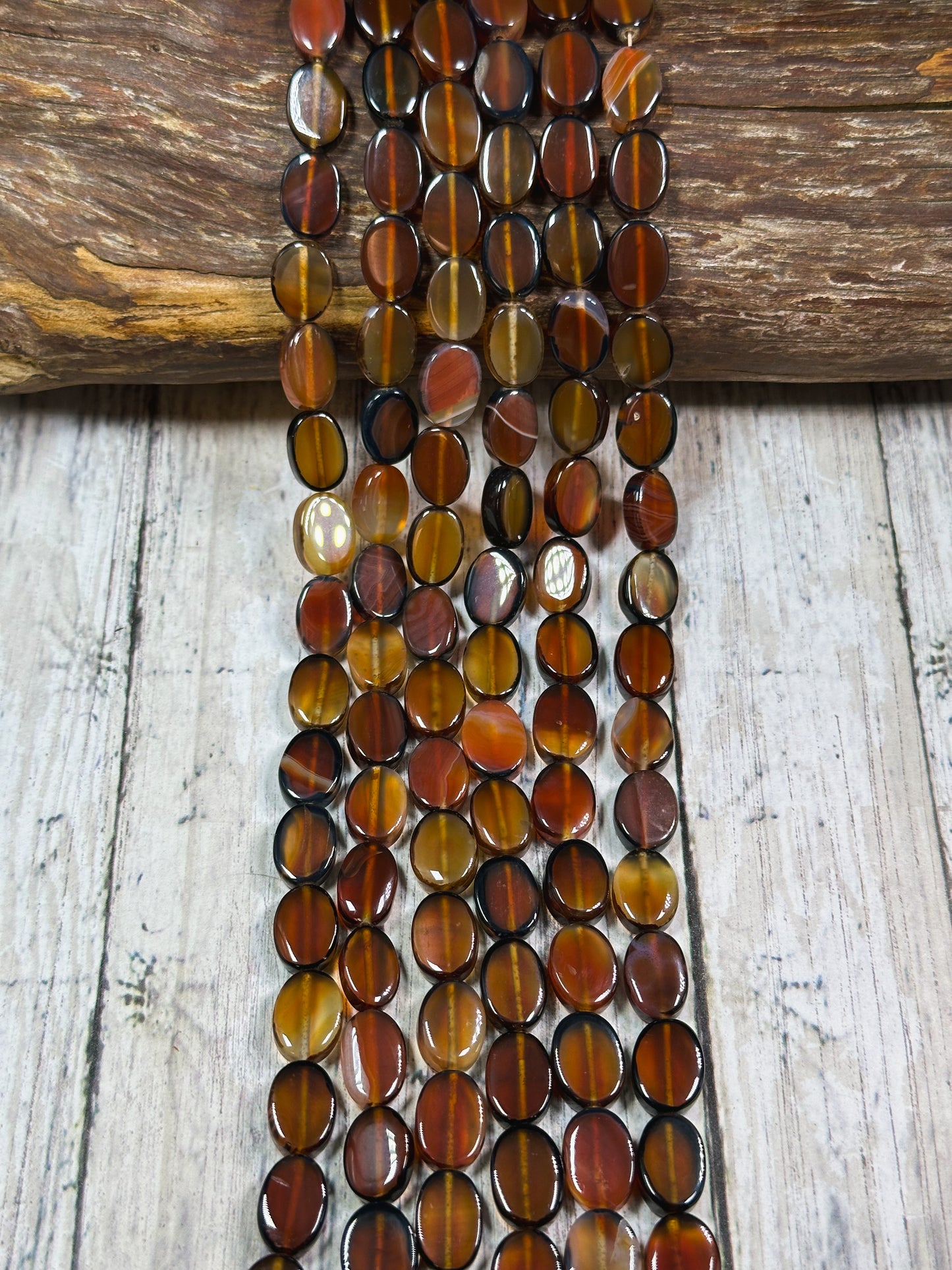 Natural Orange Agate Gemstone Bead 14x10mm Oval Shape, Beautiful Dark Orange Black Color Smooth Agate Gemstone Beads Full Strand 15.5"