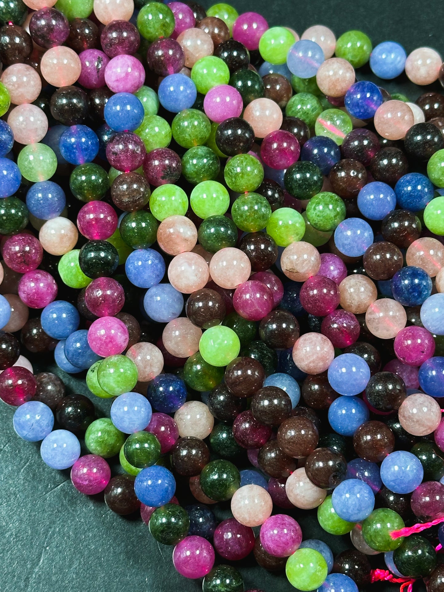 NATURAL Tourmaline Gemstone Bead 6mm 8mm 10mm Round Bead, Gorgeous Multicolor Tourmaline Gemstone Bead, Full Strand 15.5" Great Quality Bead