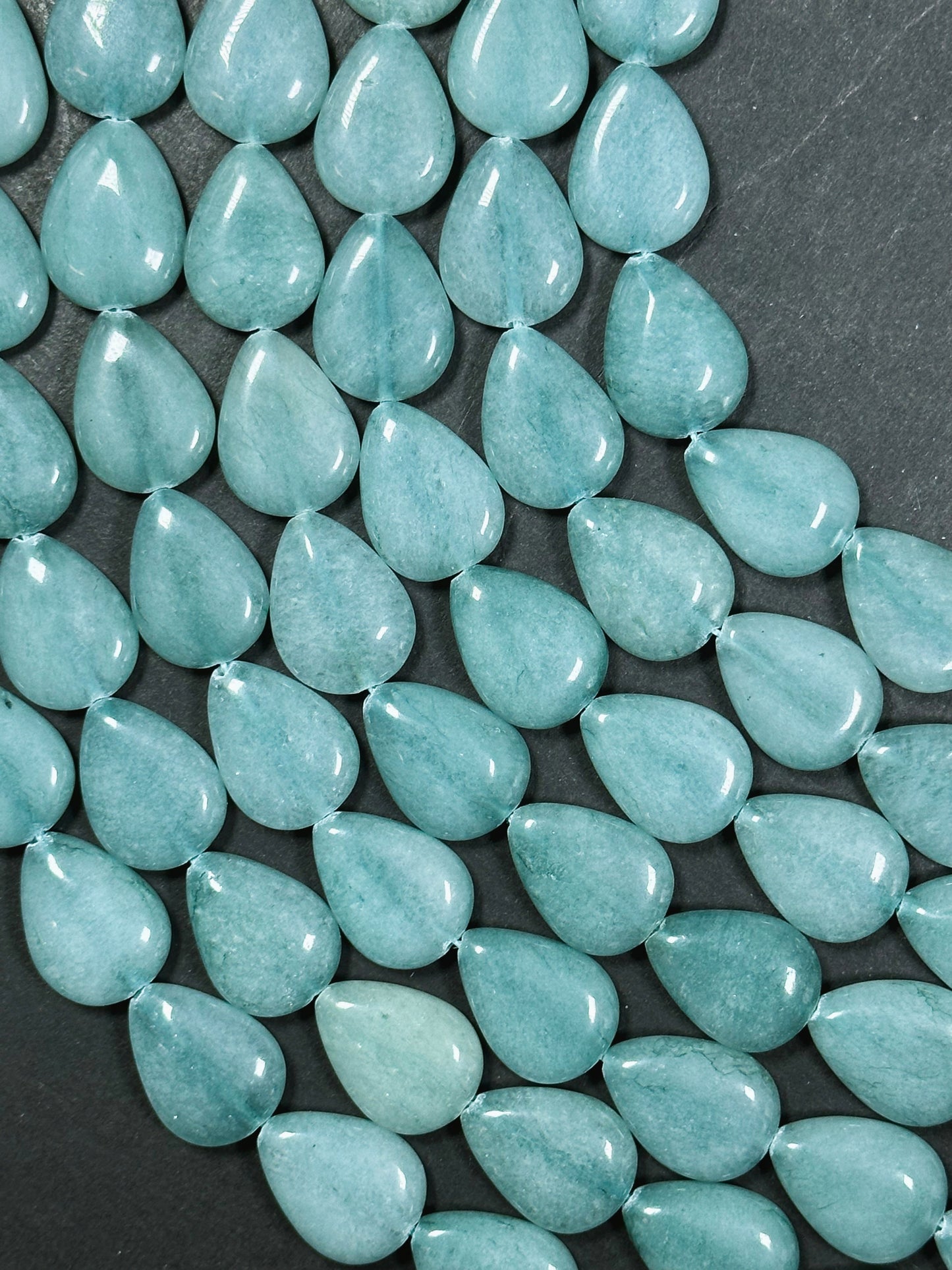 Natural Green Jade Gemstone Bead 20x15mm Teardrop Shape, Beautiful Burma Color Green Jade Gemstone Bead, Excellent Quality Full Strand 15.5"