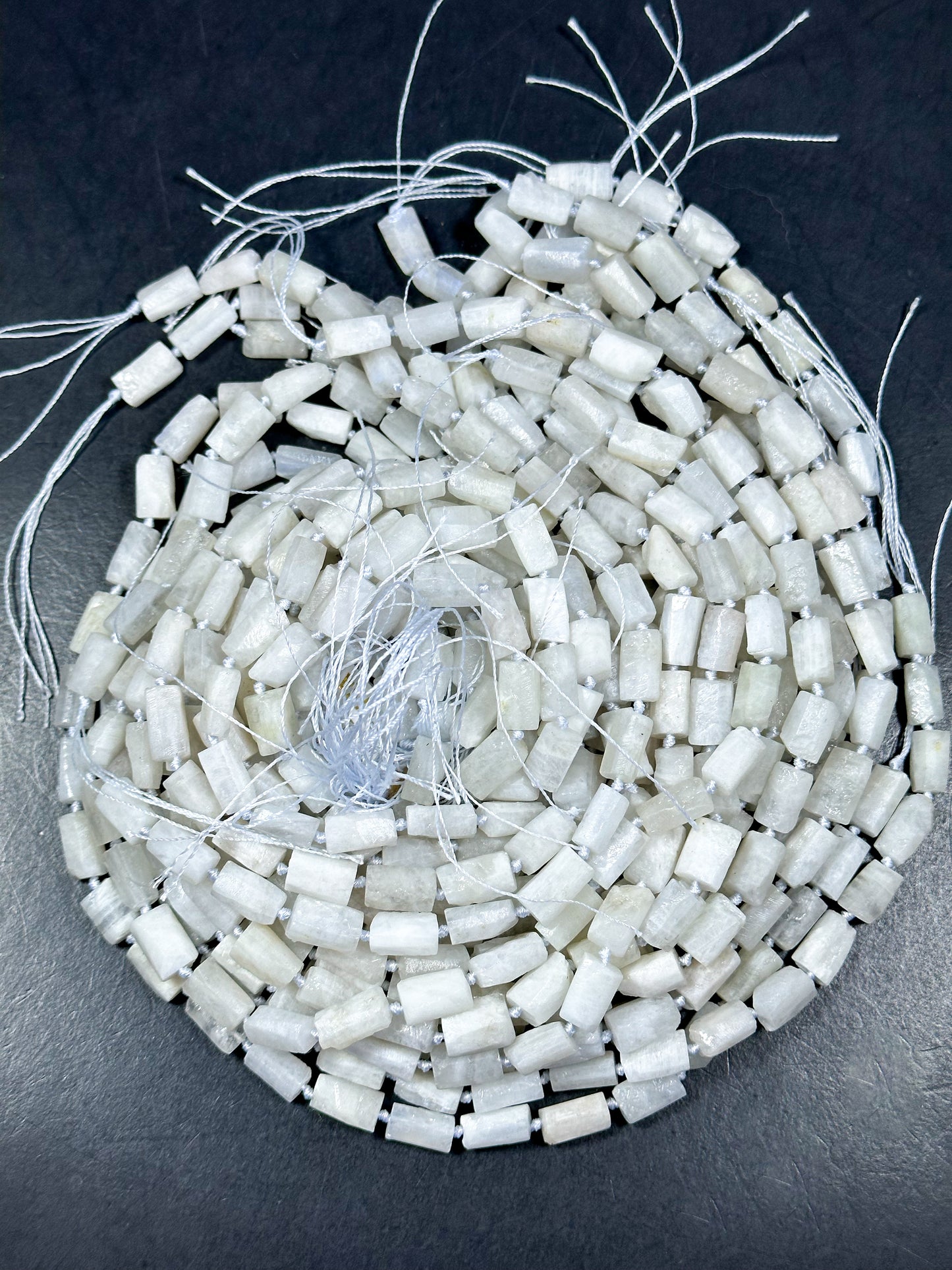 NATURAL Matte Moonstone Gemstone Bead 12x8mm Tube Shape Bead, Beautiful Natural White Color Moonstone Gemstone Bead Full Strand 15.5"