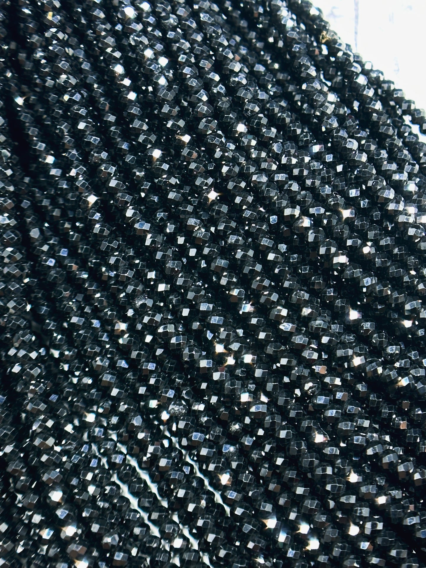 Natural Black Spinel Gemstone Bead Faceted 2x3mm Rondelle Shape Bead, Beautiful Natural Black Color Spinel Beads, Great Quality 15.5" Strand