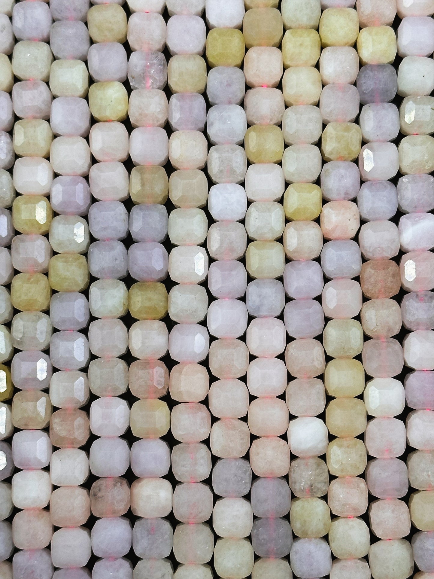 AAA Natural Morganite Gemstone Bead Faceted 8mm Cube Shape, Gorgeous Multicolor Pastel Pink Yellow Purple Morganite Beads, Excellent Quality
